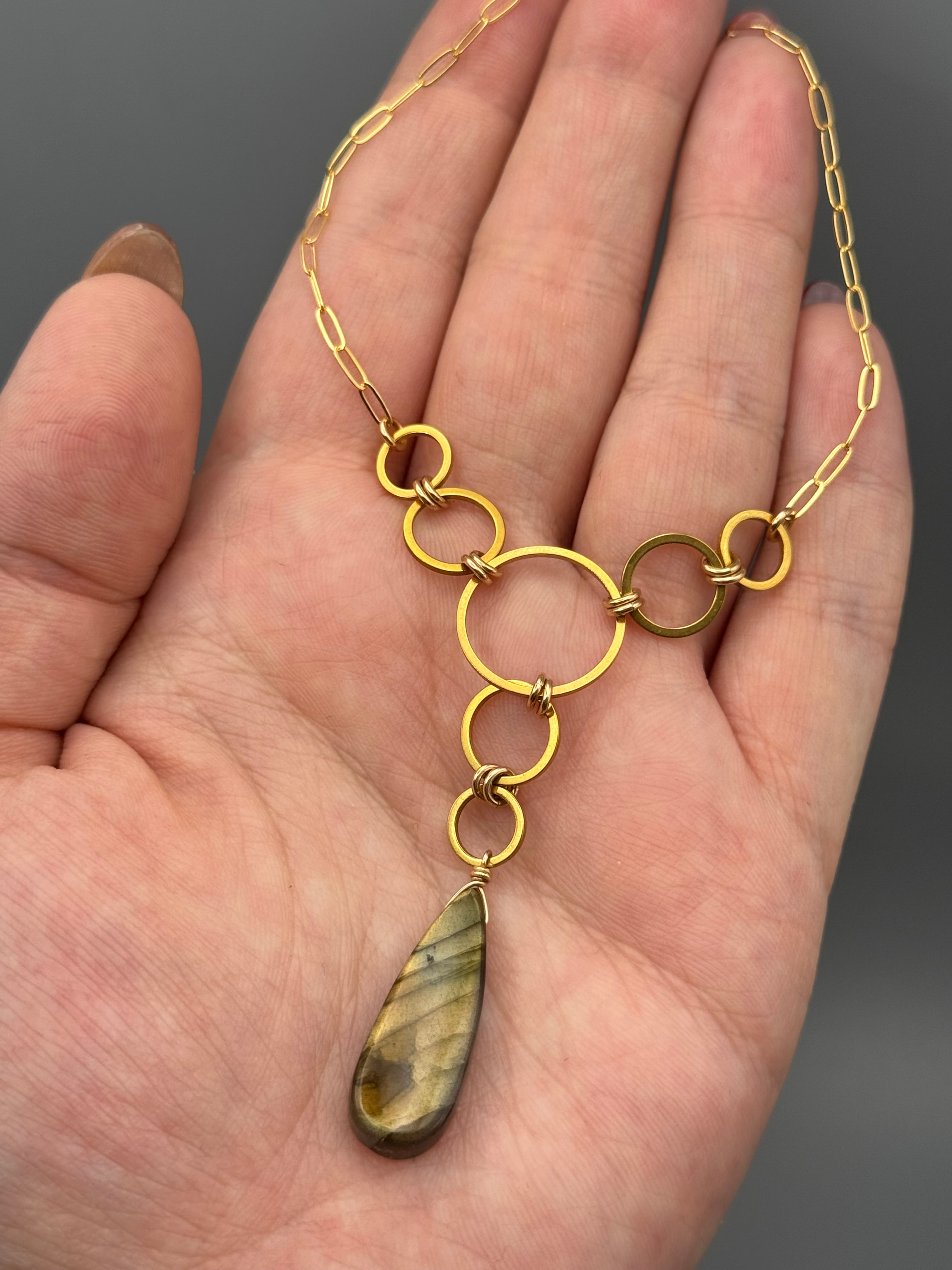 •UNION• golden labradorite + gold necklace (16"-18" long)