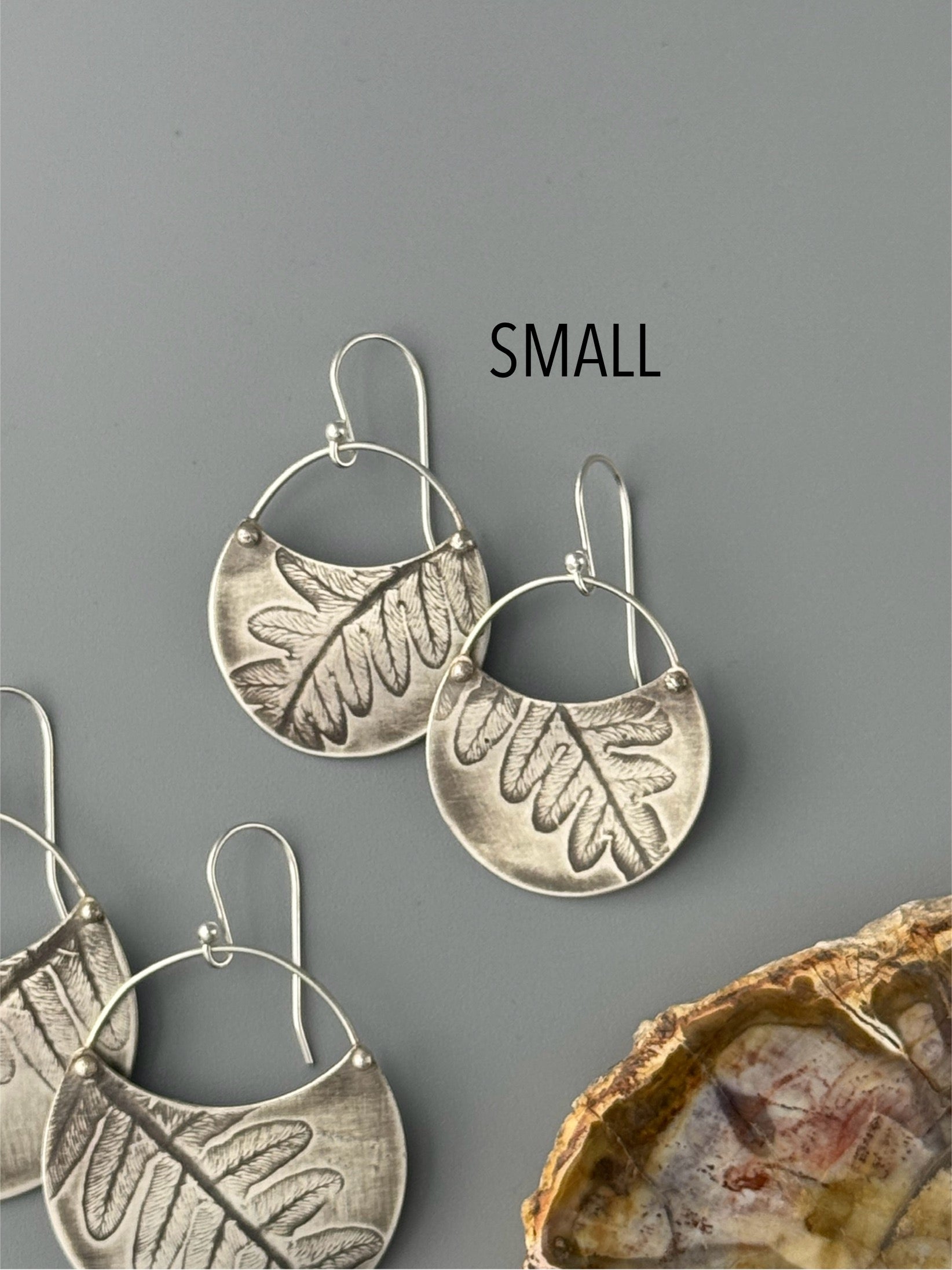 •FERN CRESCENT• silver dangle earrings