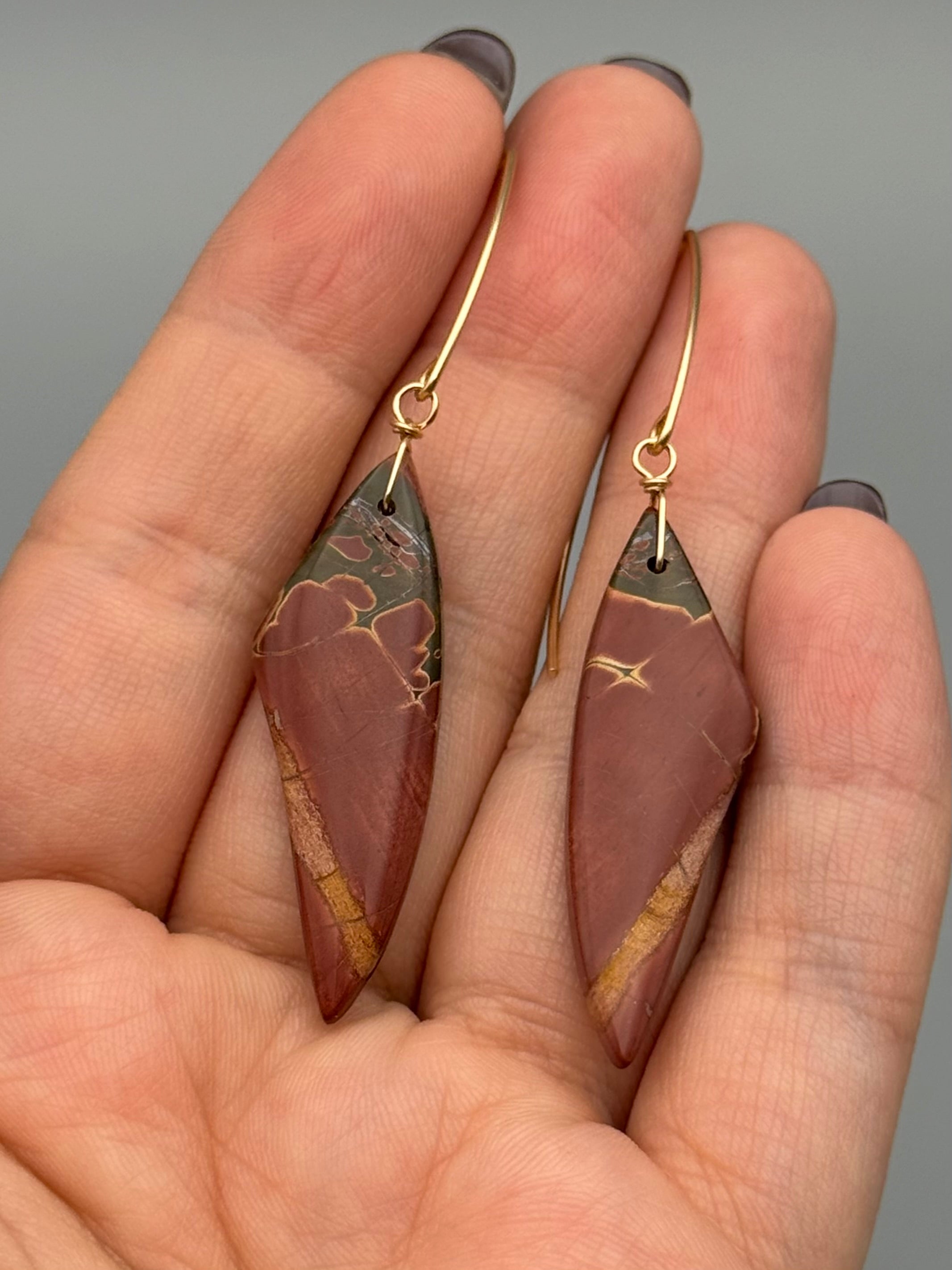 •STRAY• red creek jasper wing + gold earrings