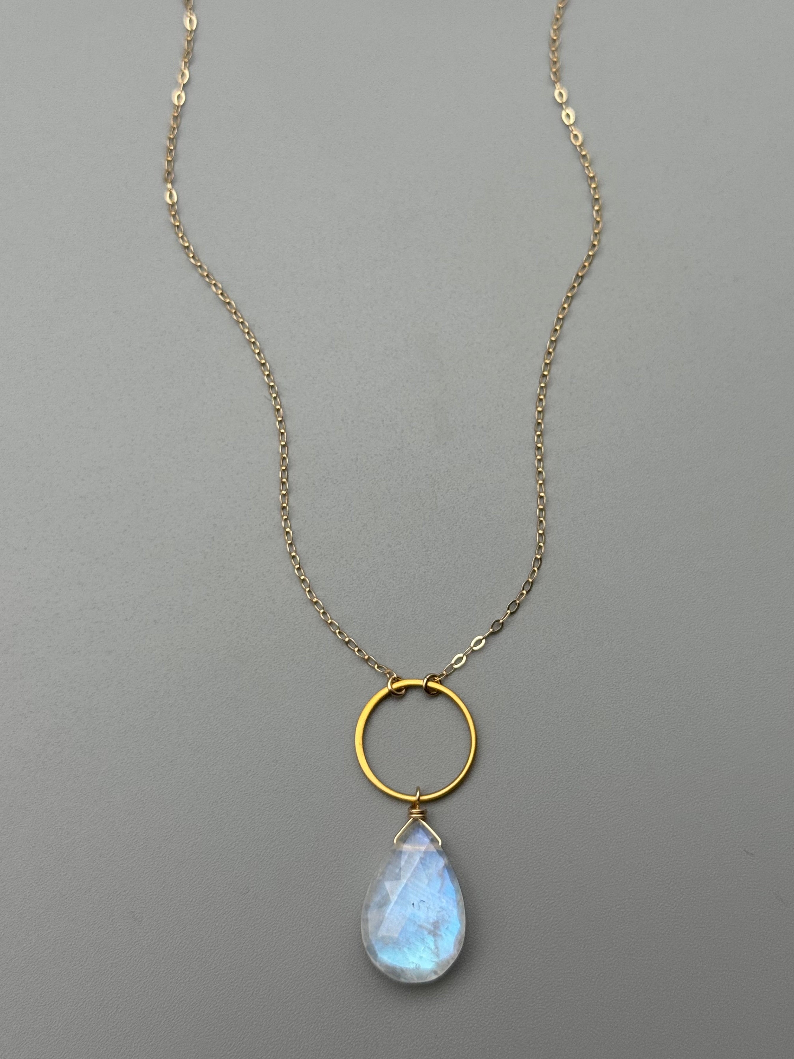 •LUNA• rainbow moonstone + gold necklace (various lengths)