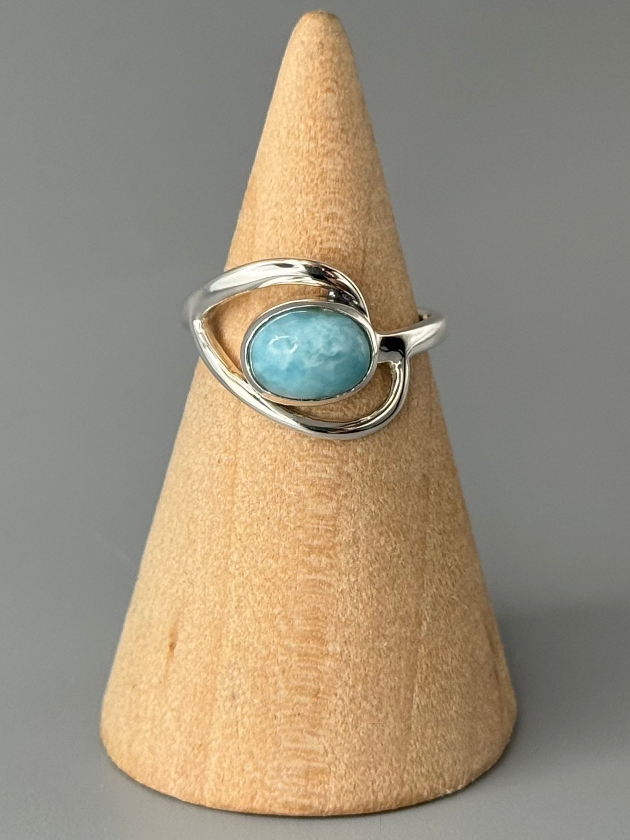 •LARIMAR - PARENTHESES• sterling silver ring (size 6.25)