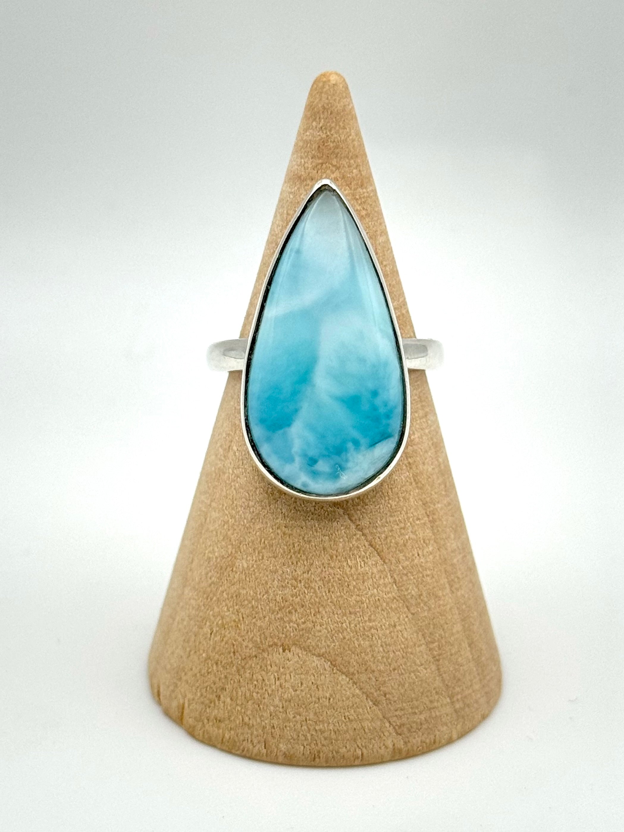 •LARIMAR - LARGER TEARDROP• silver ring (size 6.25)