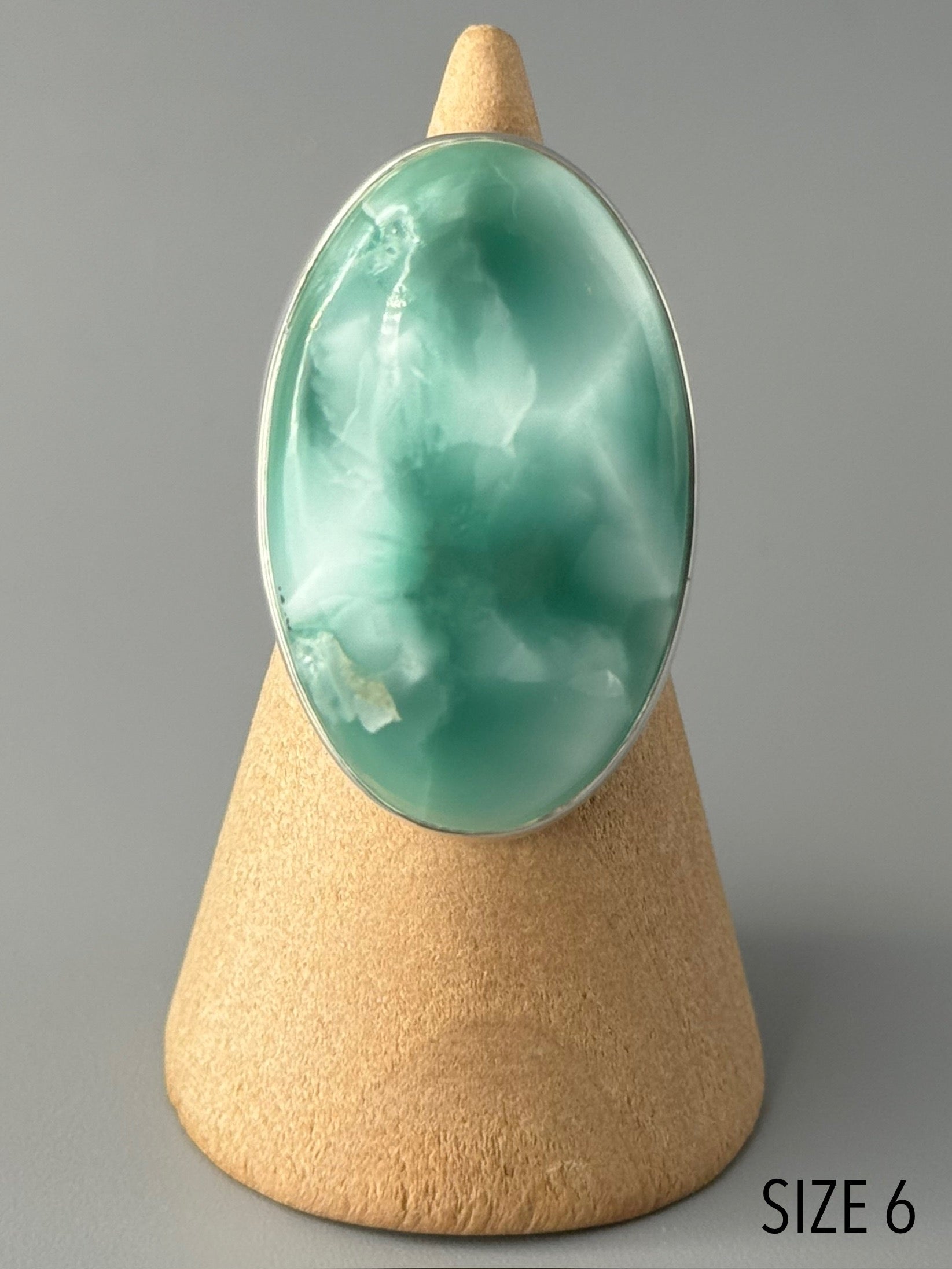 •HEMIMORPHITE - MEDIUM OVAL• split band silver ring (various sizes)