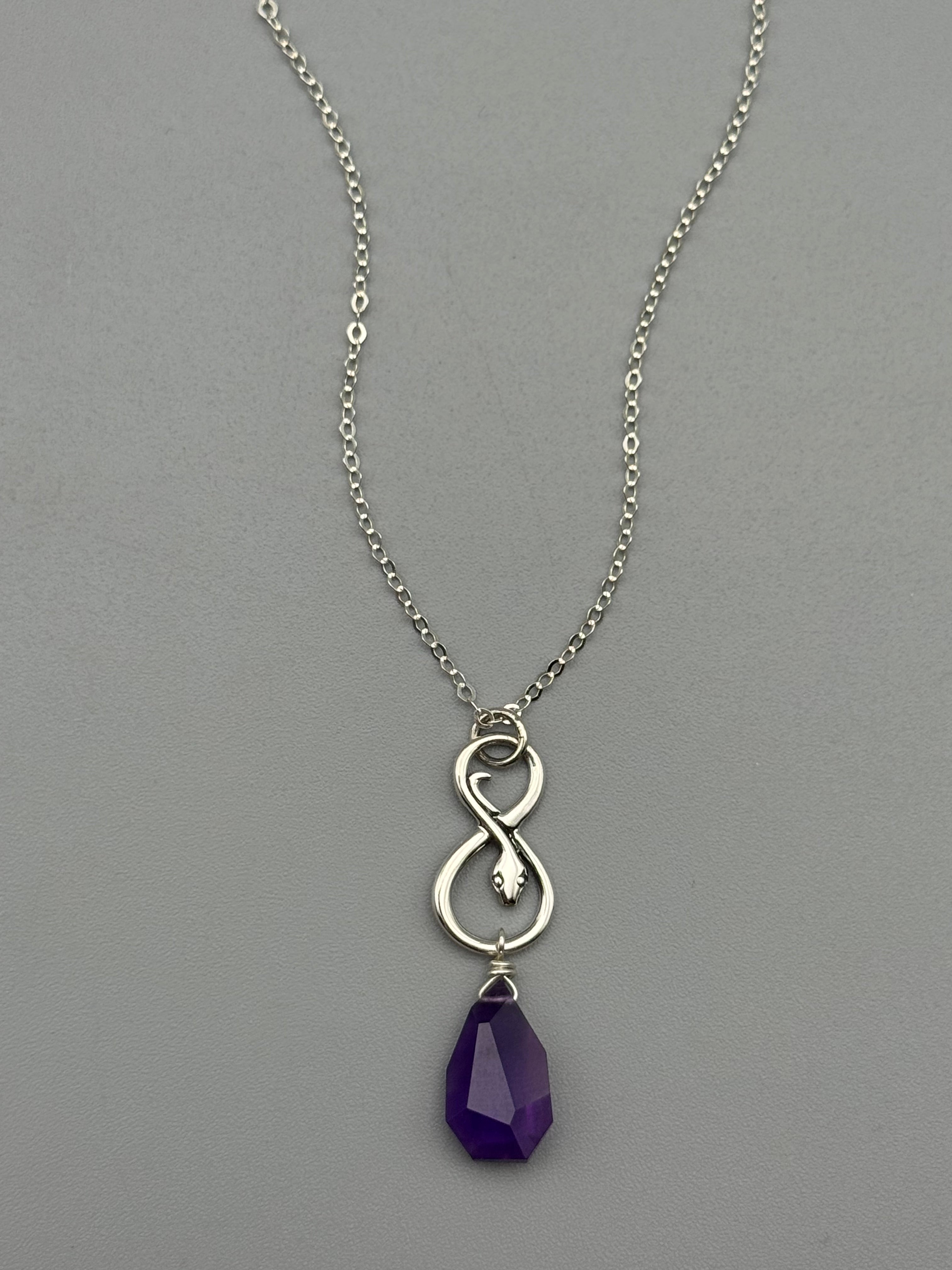 •NĀGA• amethyst + silver necklace (18"-20" long)