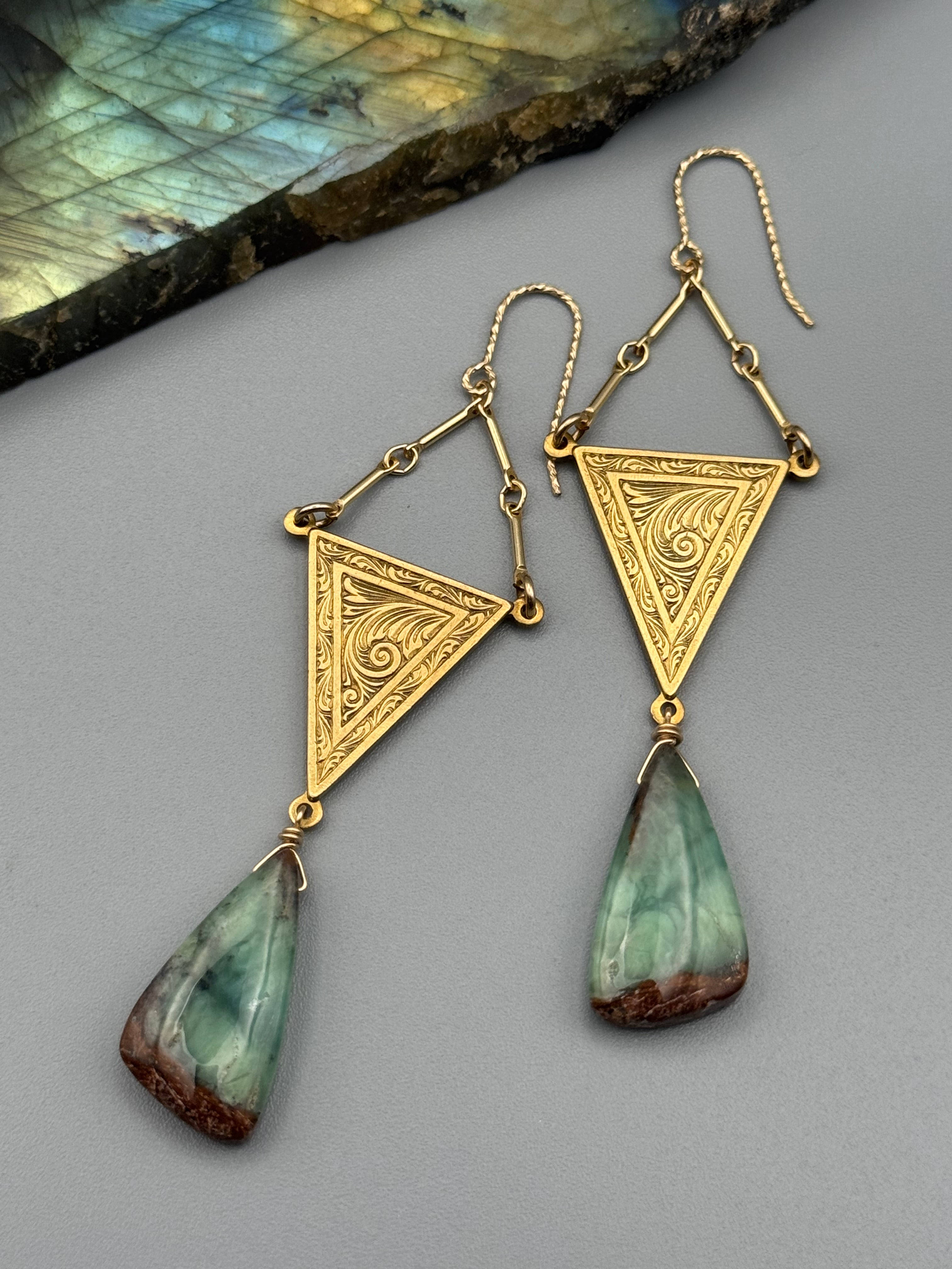 •LAVINIA• chrysoprase wing + gold earrings