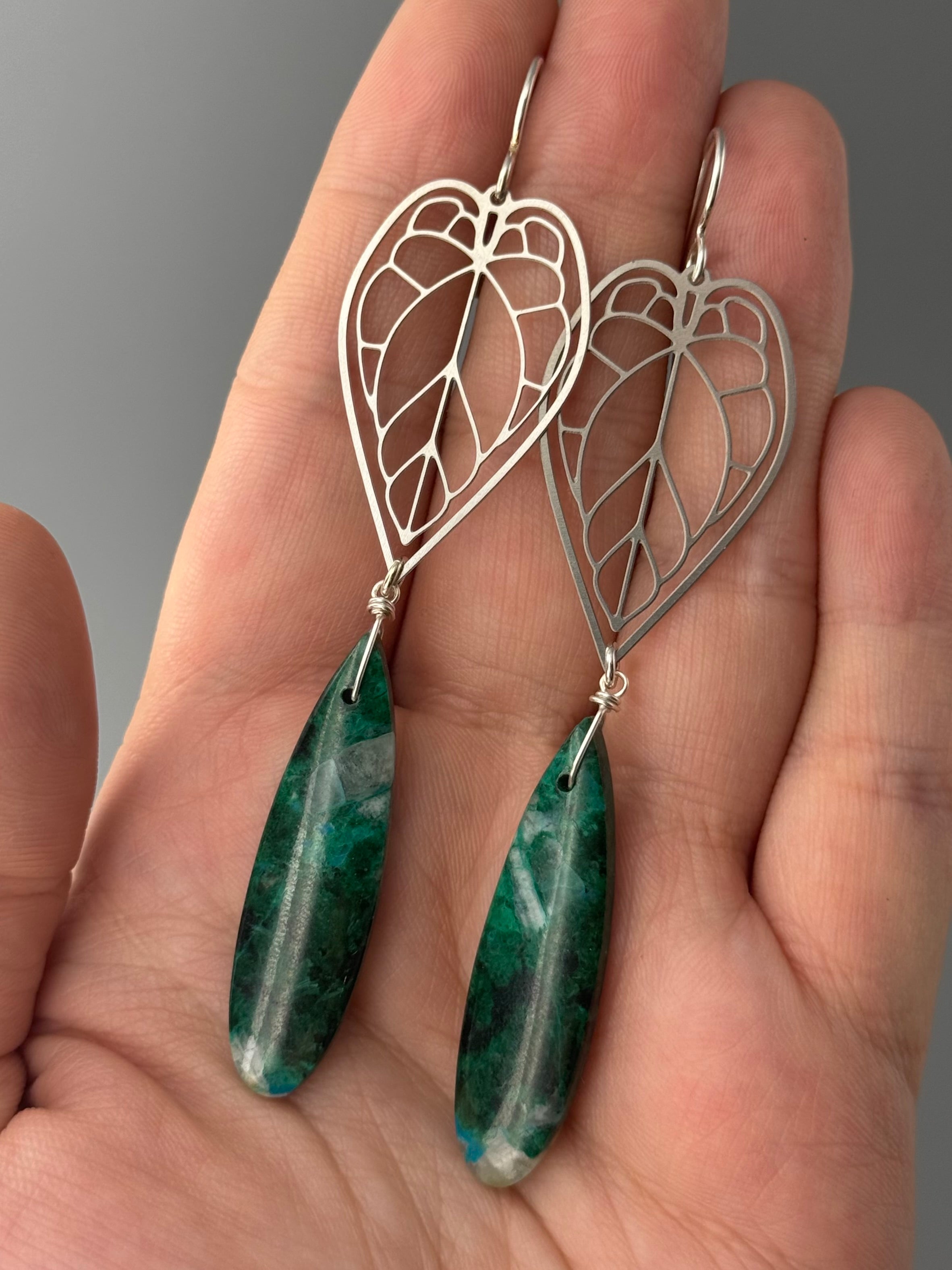 •PHILO• malachite chrysocolla + silver earrings