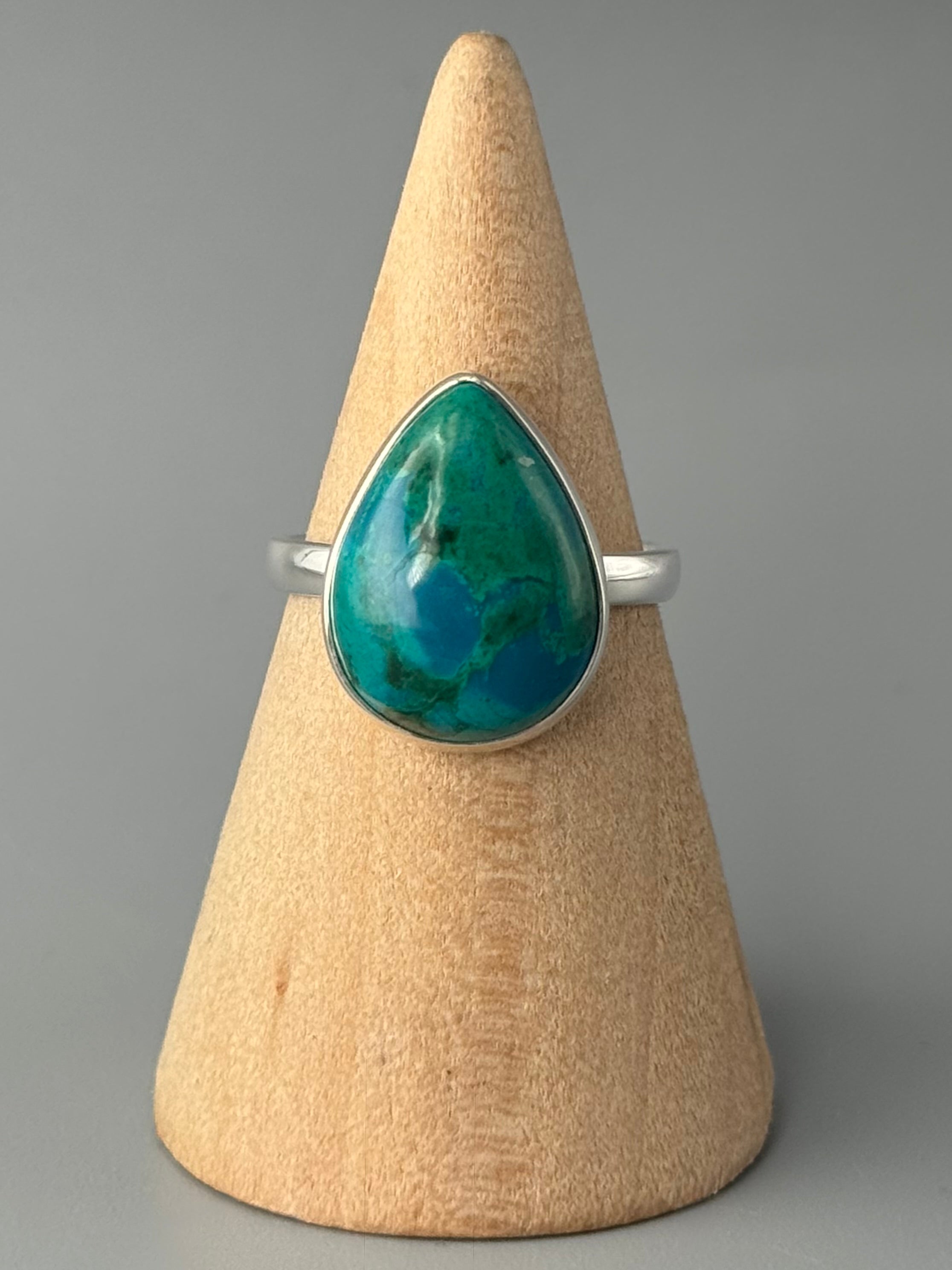 •CHRYSOCOLLA - TEAR• sterling silver ring (size 7)