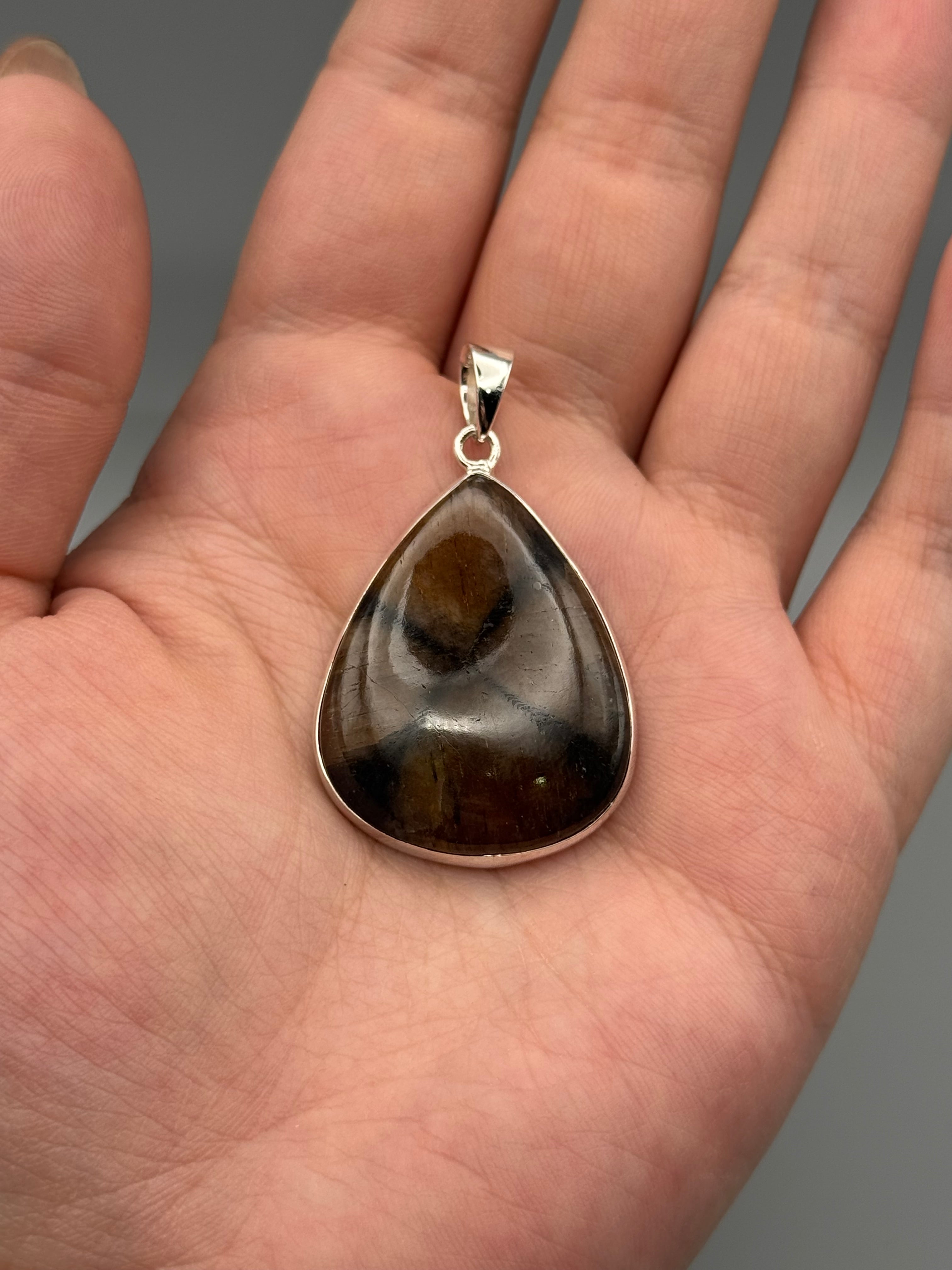•CHIASTOLITE - TEAR• sterling silver pendant