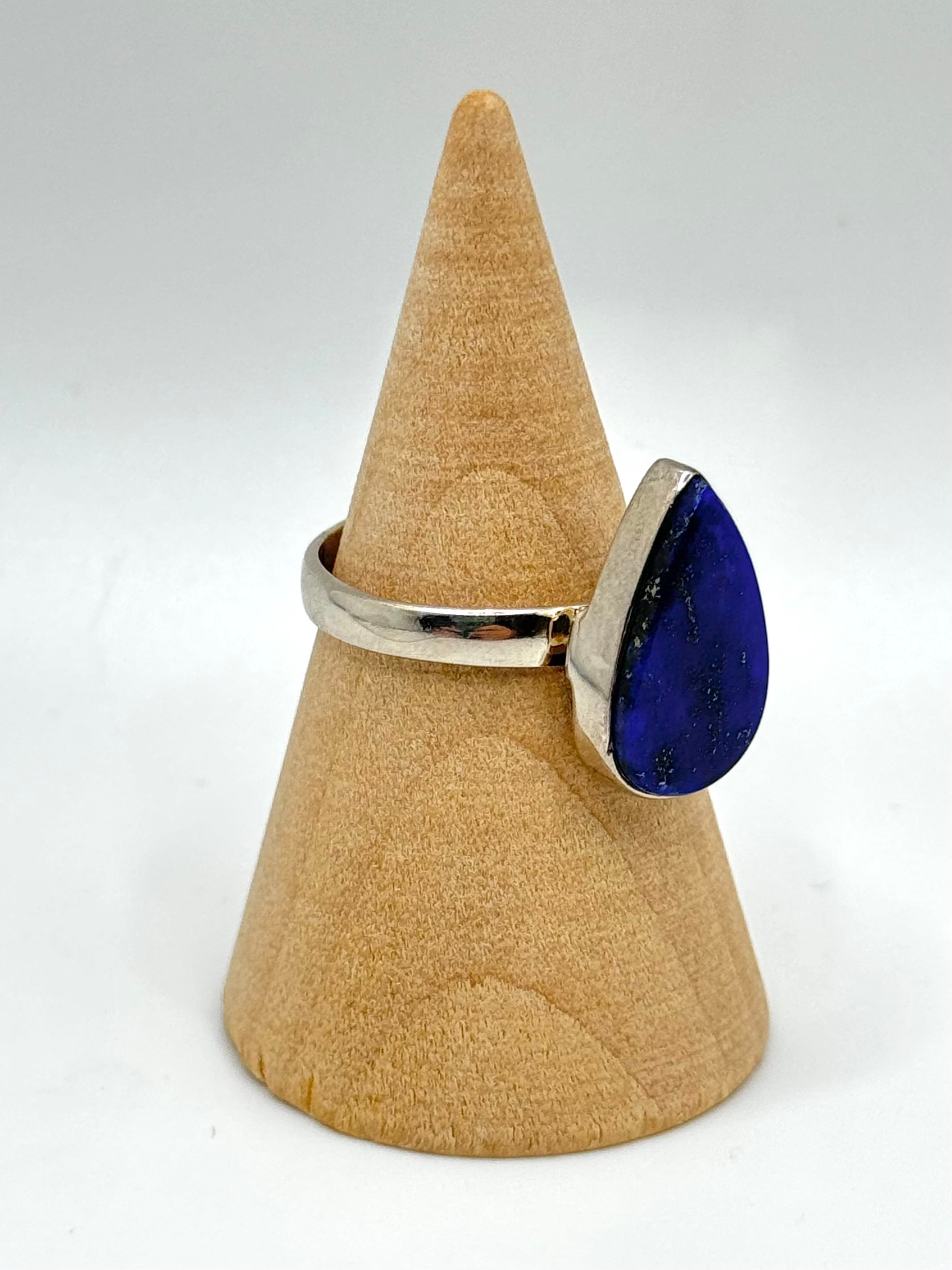 •LAPIS - LARGE TEARDROP• silver ring (size 8)