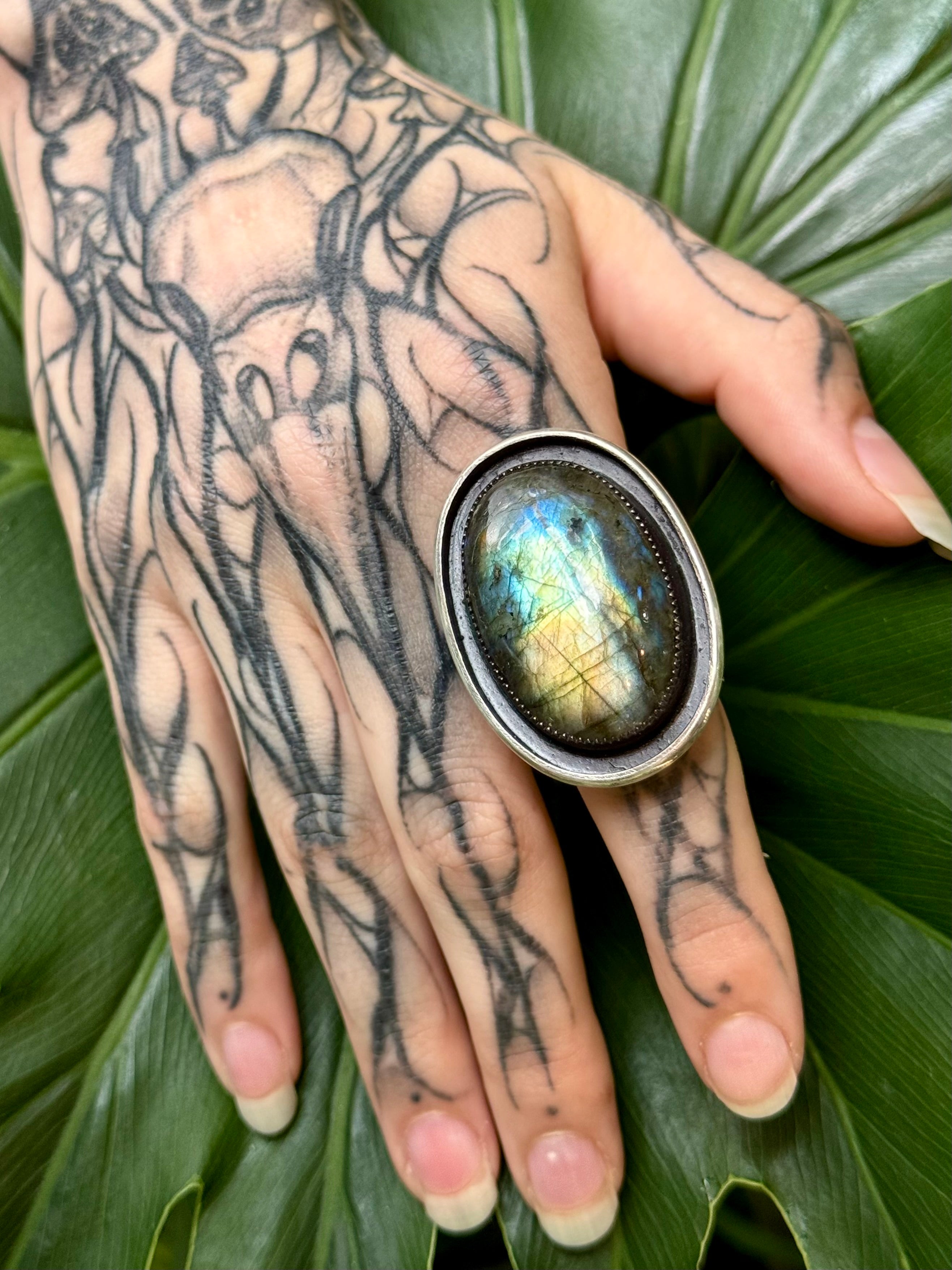 •CENOTE• labradorite + silver ring (size 8.75)