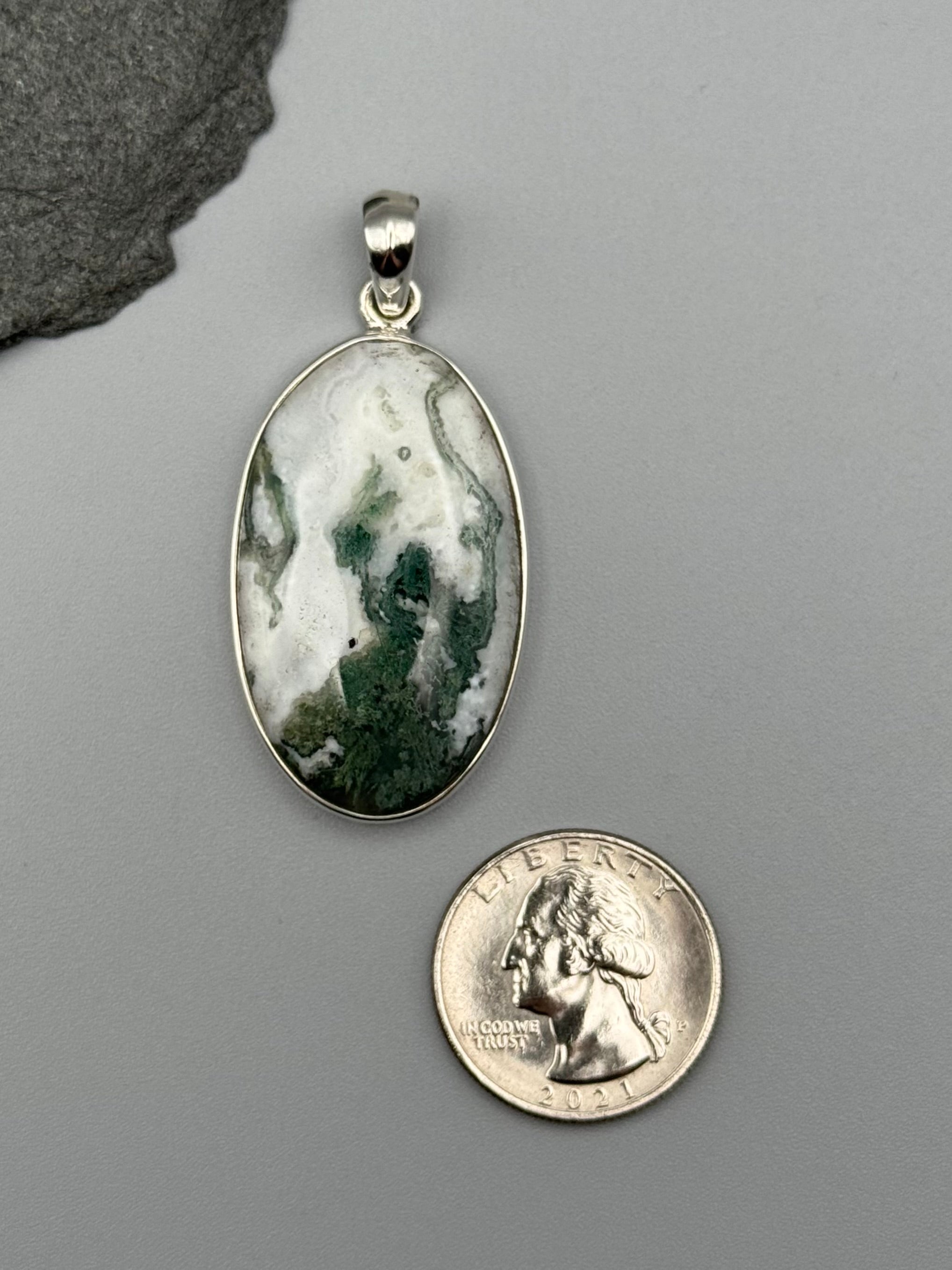 •TREE AGATE - OVAL 1• sterling silver pendant