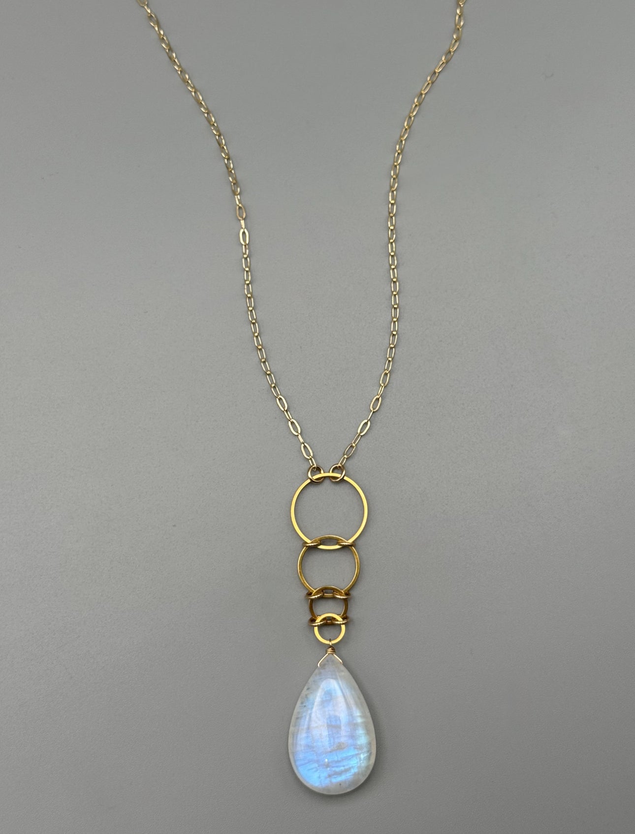 •EOWYN• rainbow moonstone + gold necklace (28"-30" long)