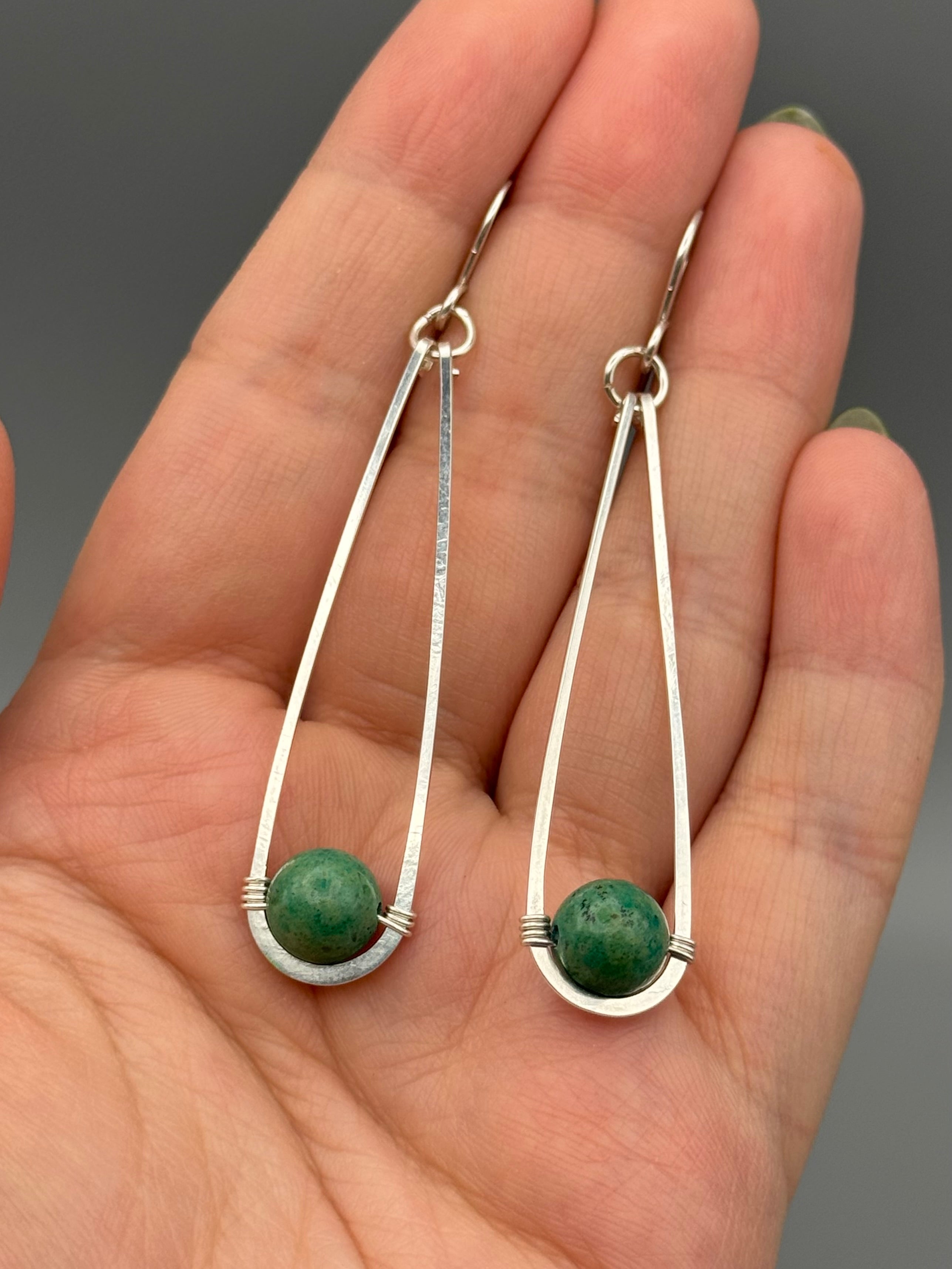 •PENDULUM• turquoise + silver dangle earrings