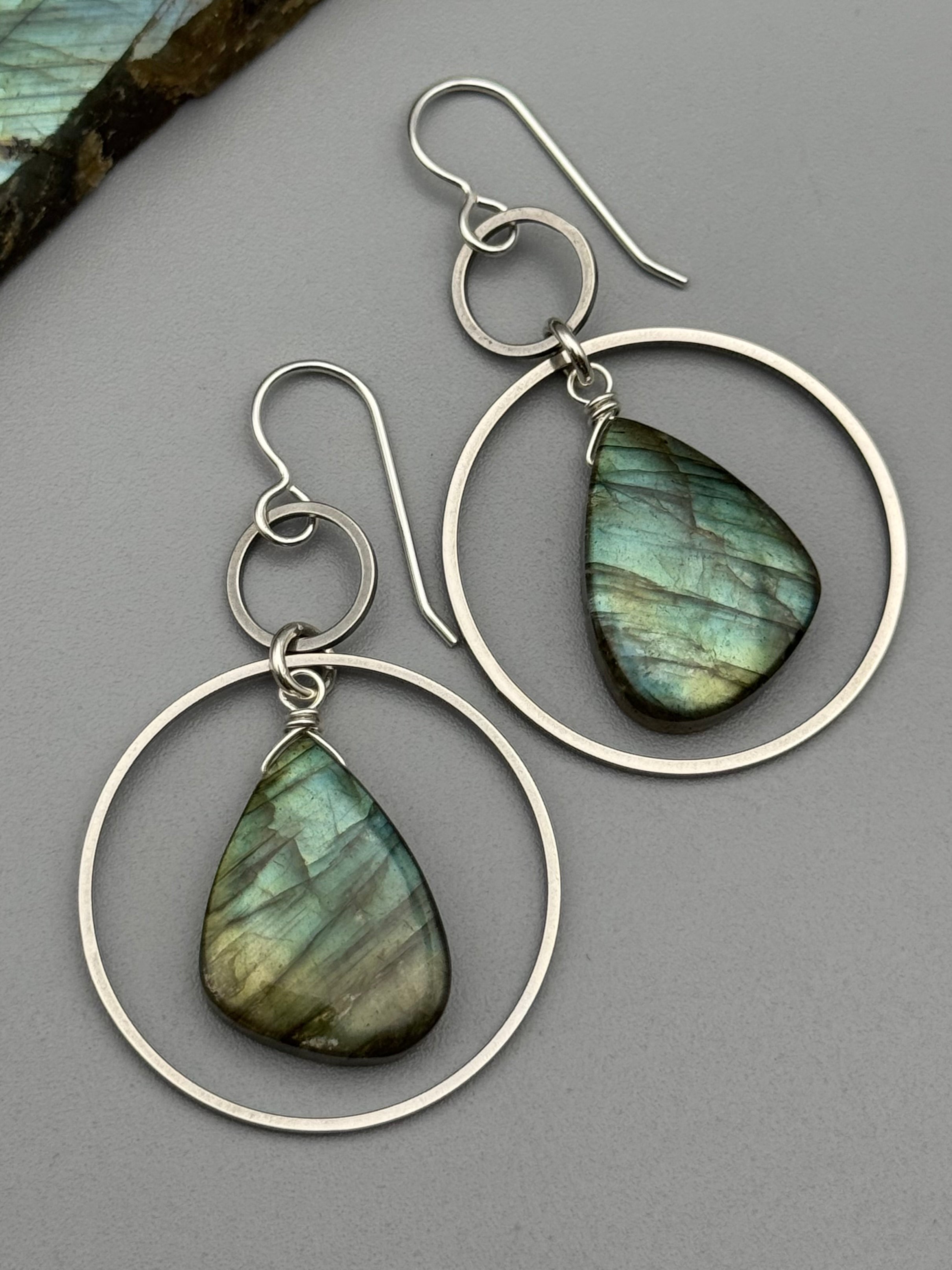 •EQUA-LUNA• labradorite wing + silver earrings
