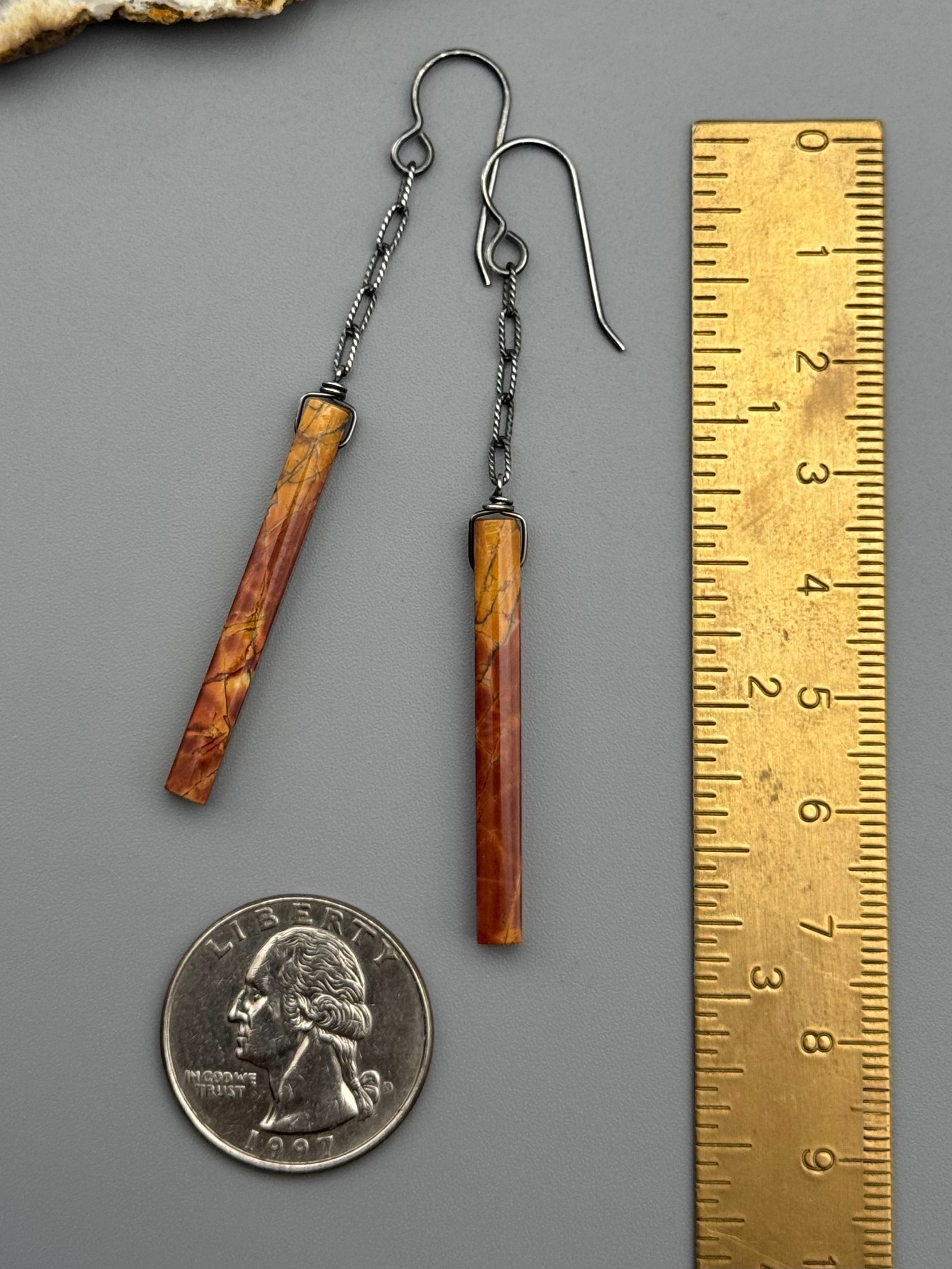 •LINKED• red creek jasper tower + silver earrings