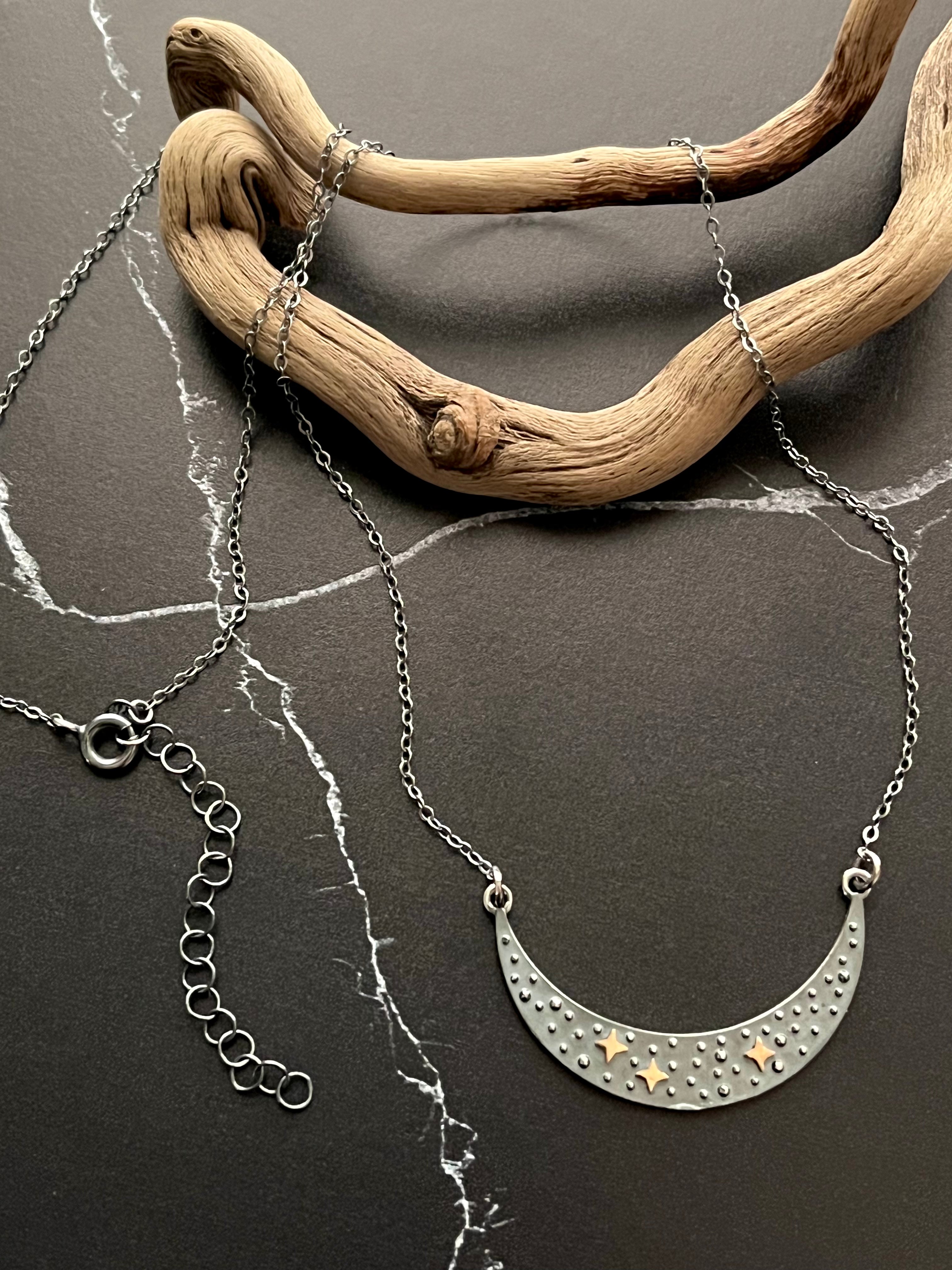 •COSMIC MOON•  mixed metal necklace