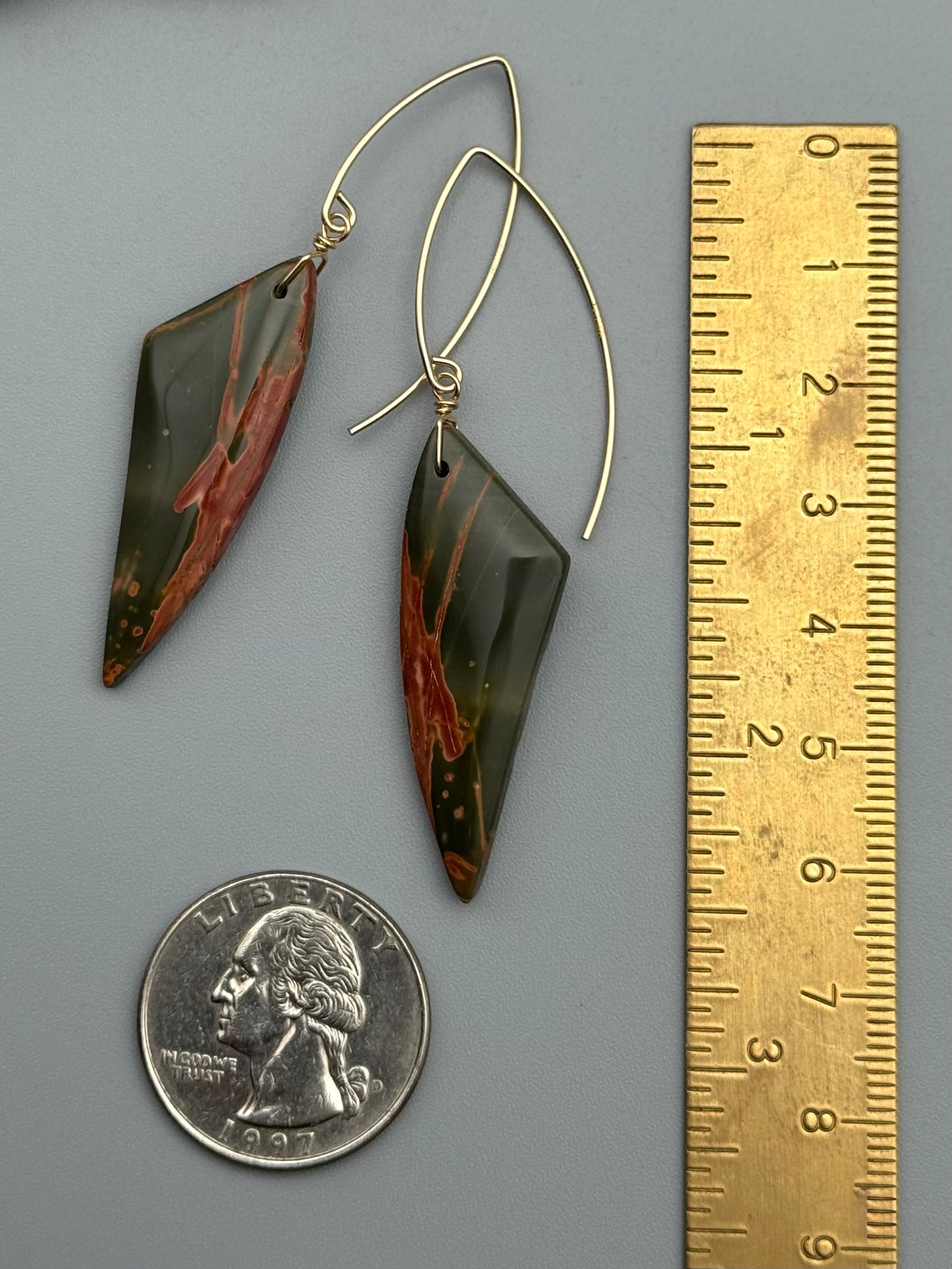 •STRAY• red creek jasper wing + gold earrings