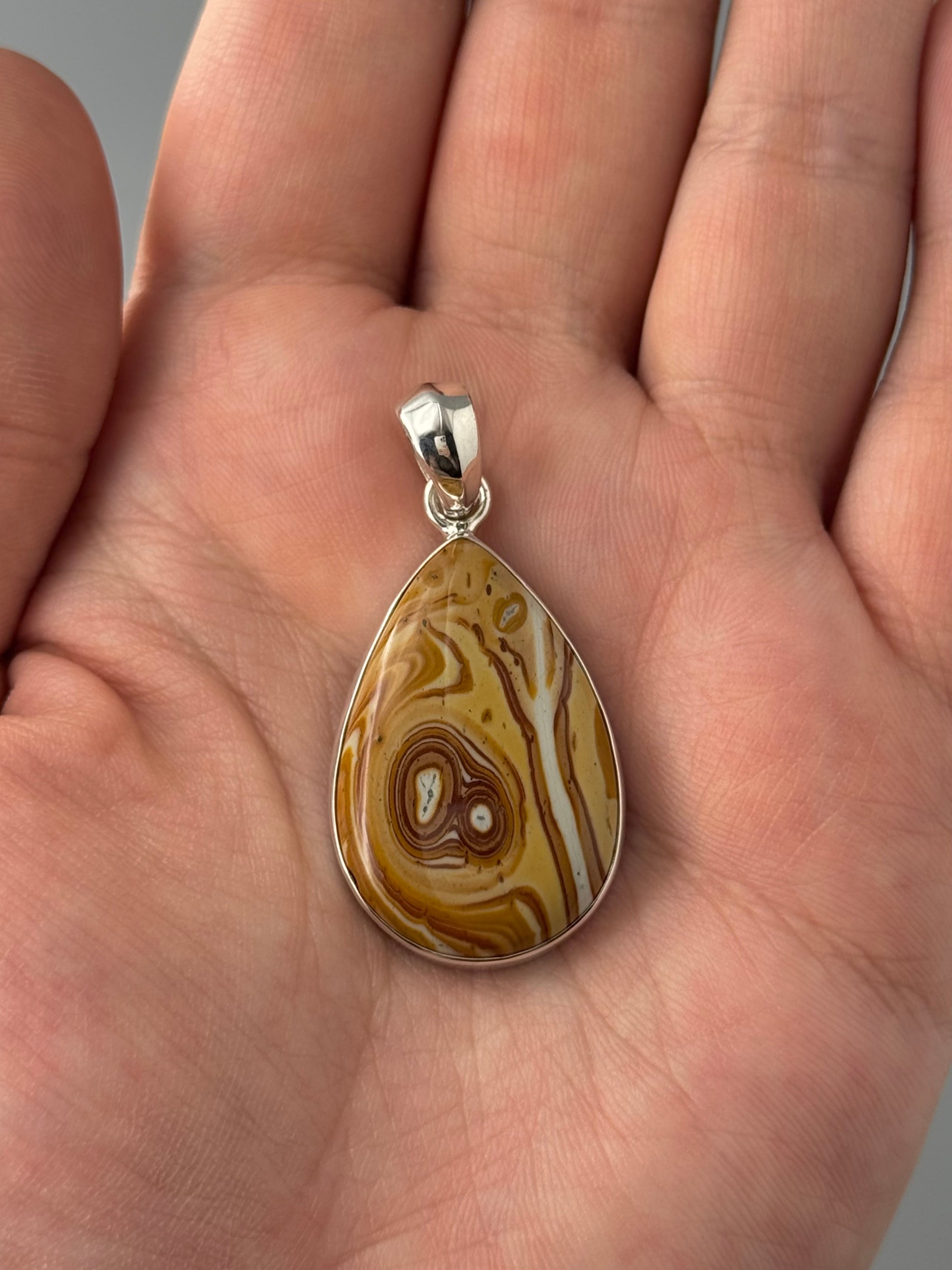 •WALNUT JASPER - TEARDROP• sterling silver pendant