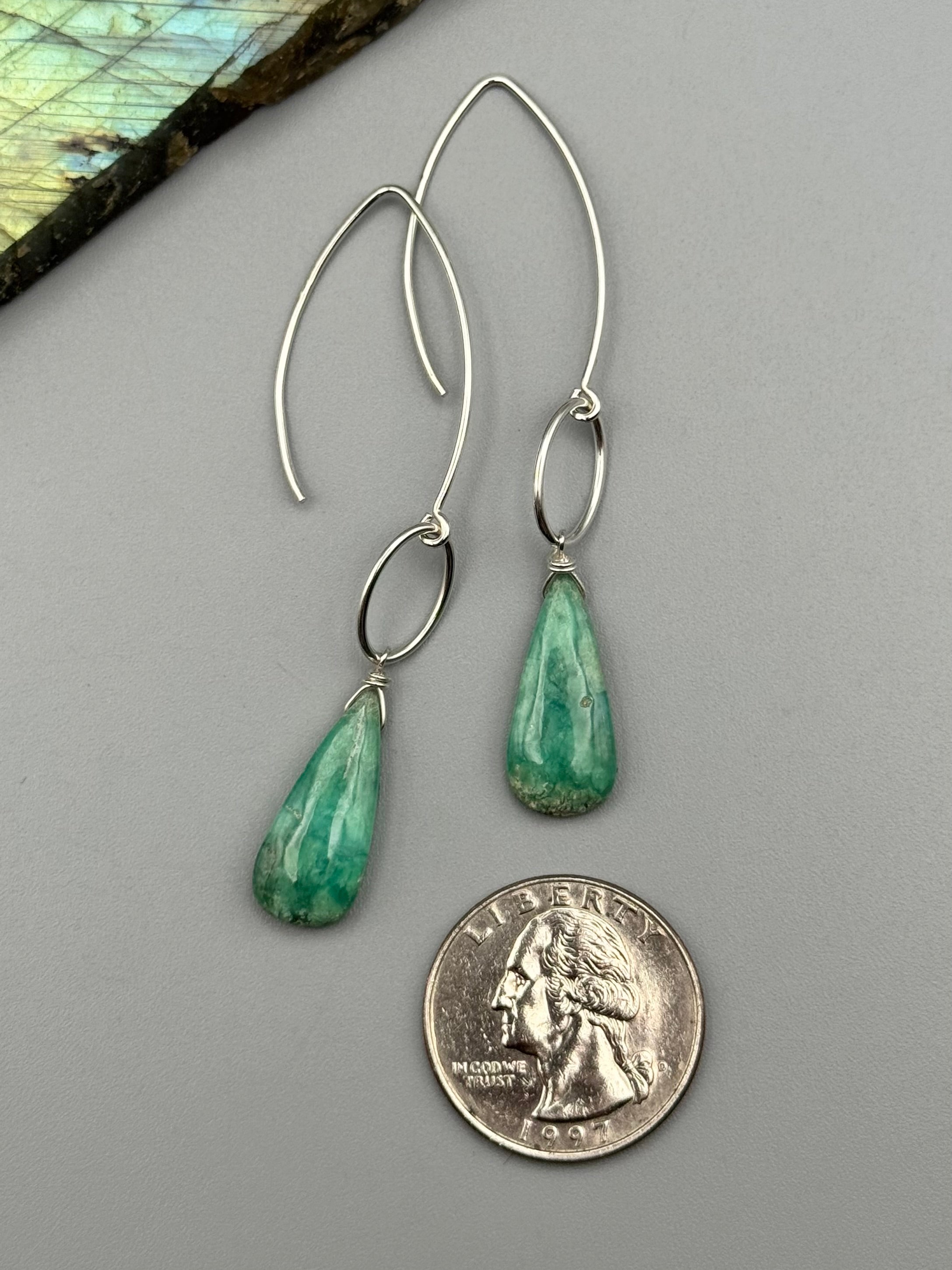 •IO• variscite teardrop + silver earrings
