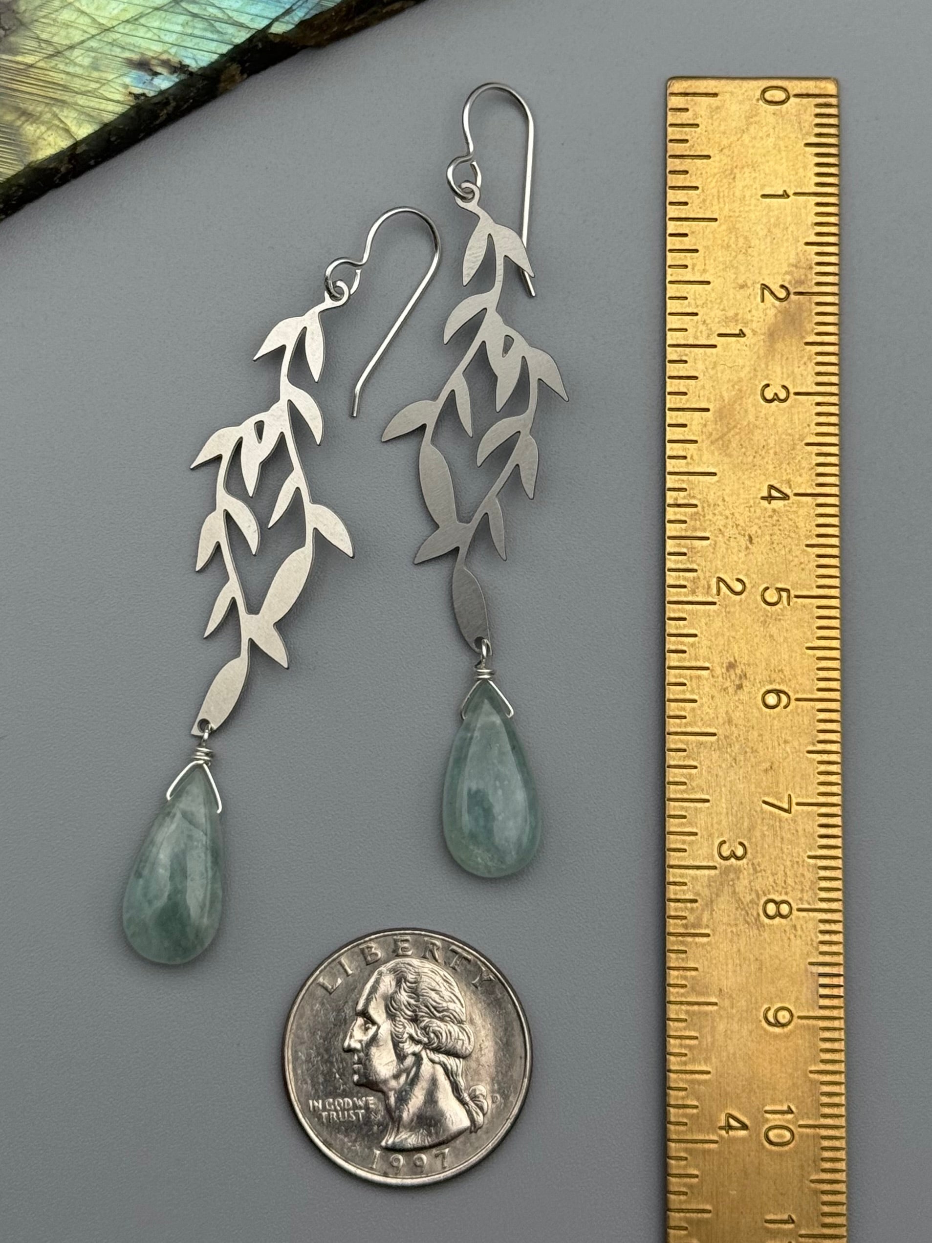 •WEEPING WILLOW• aquamarine + silver earrings