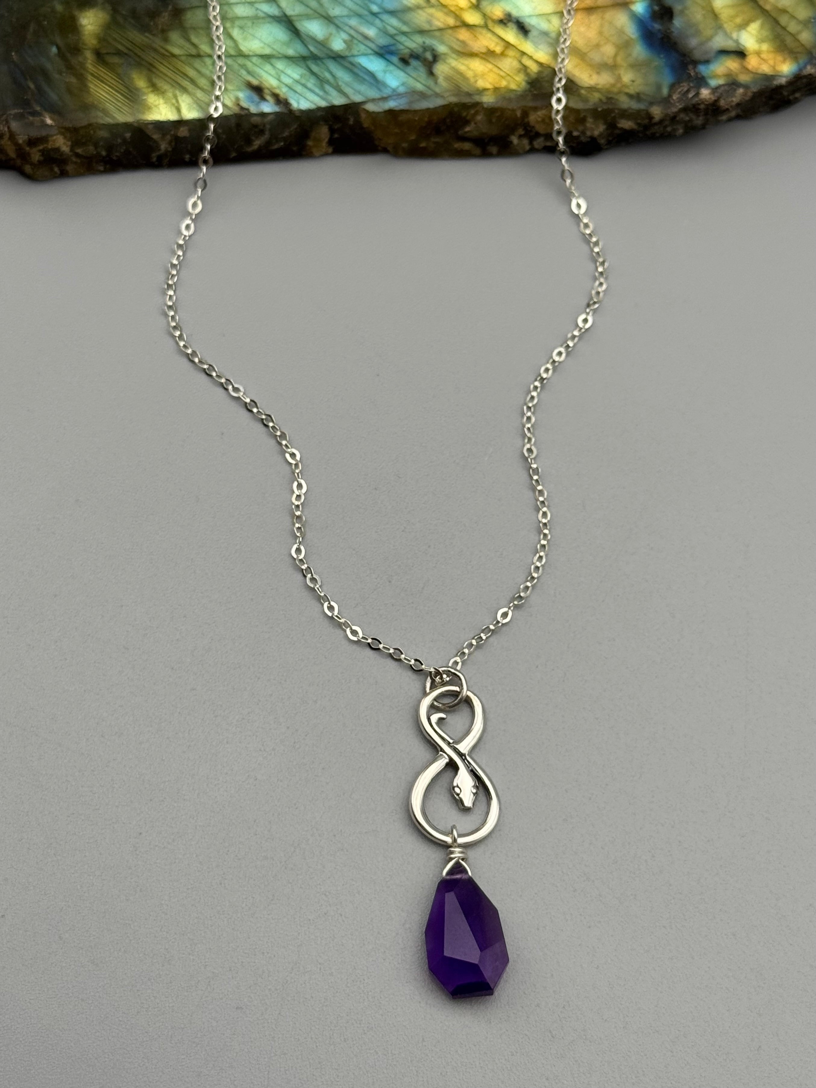 •NĀGA• amethyst + silver necklace (18"-20" long)