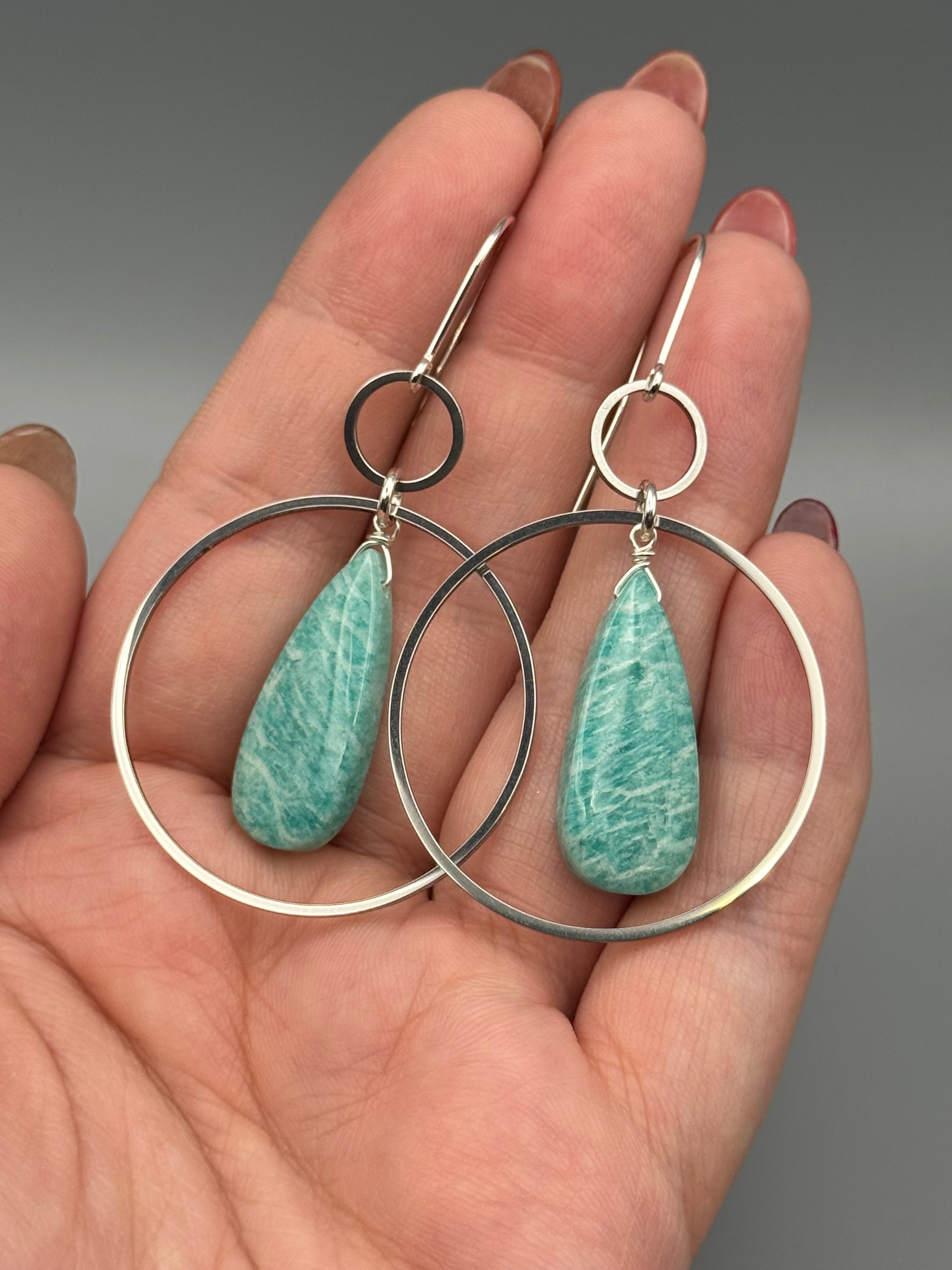 •EQUA-LUNA• amazonite tear + silver earrings