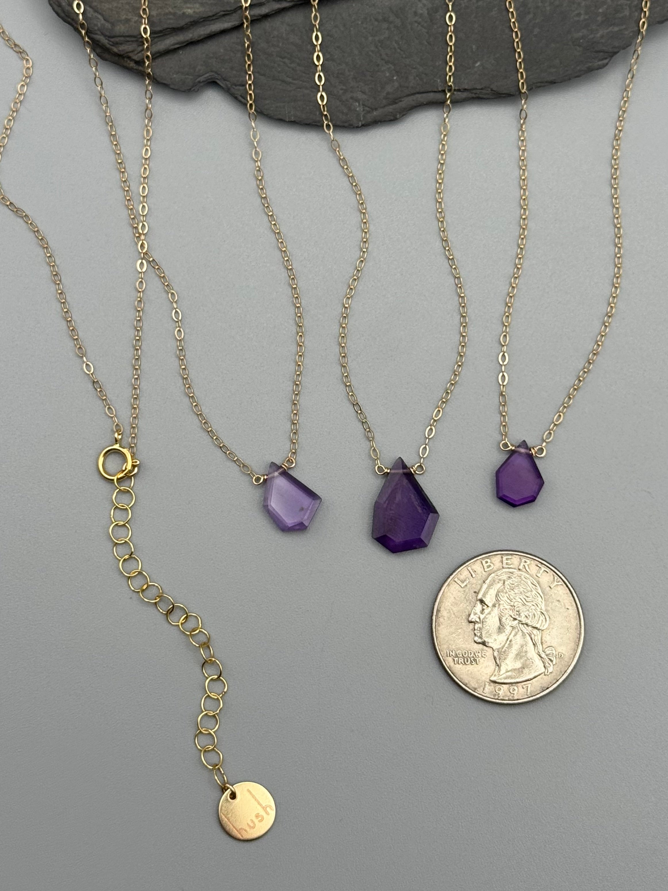 •STRAY• flat faceted amethyst geo + gold necklace (various lengths)