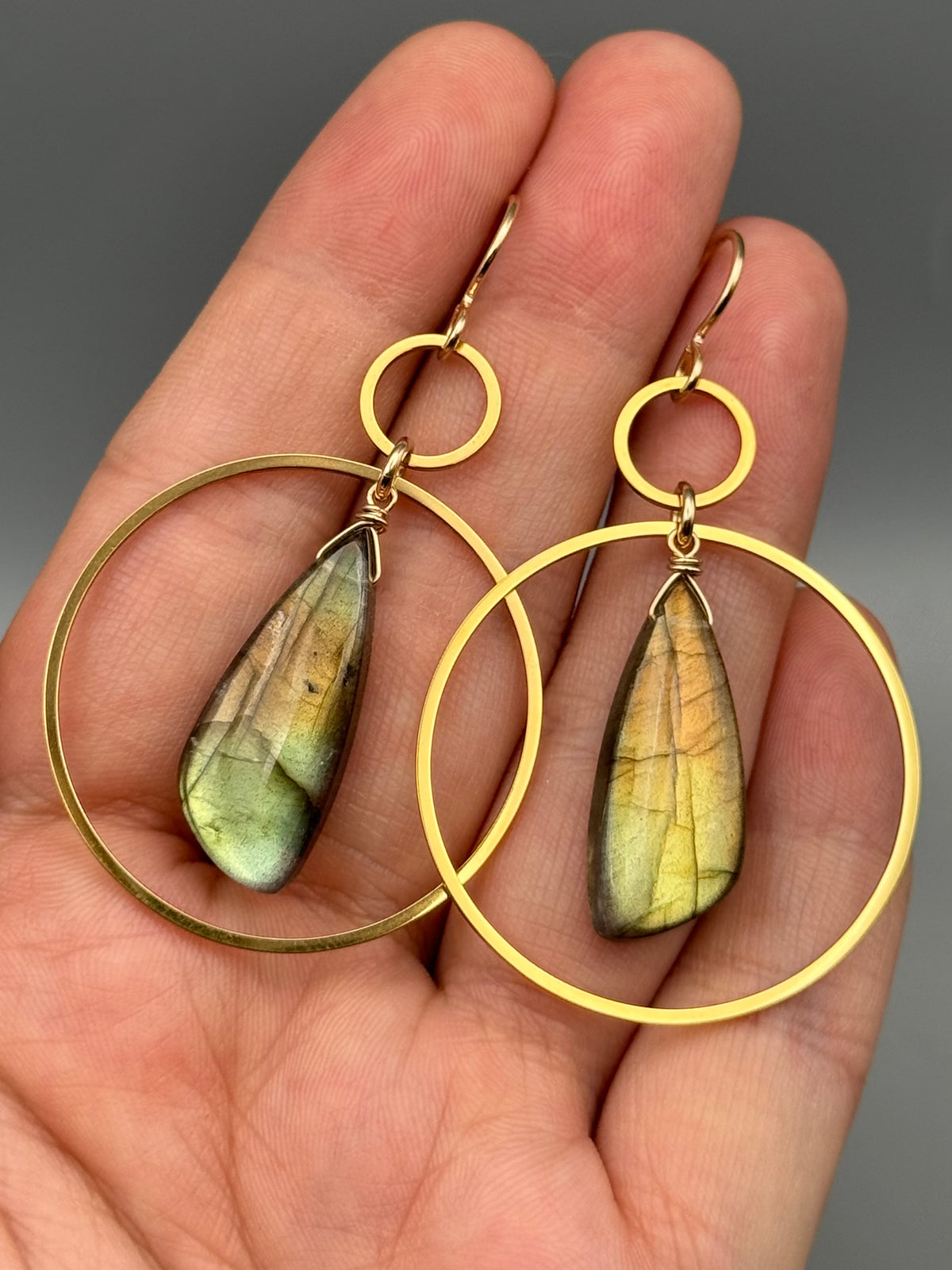 •EQUA-LUNA• golden labradorite wing + gold earrings