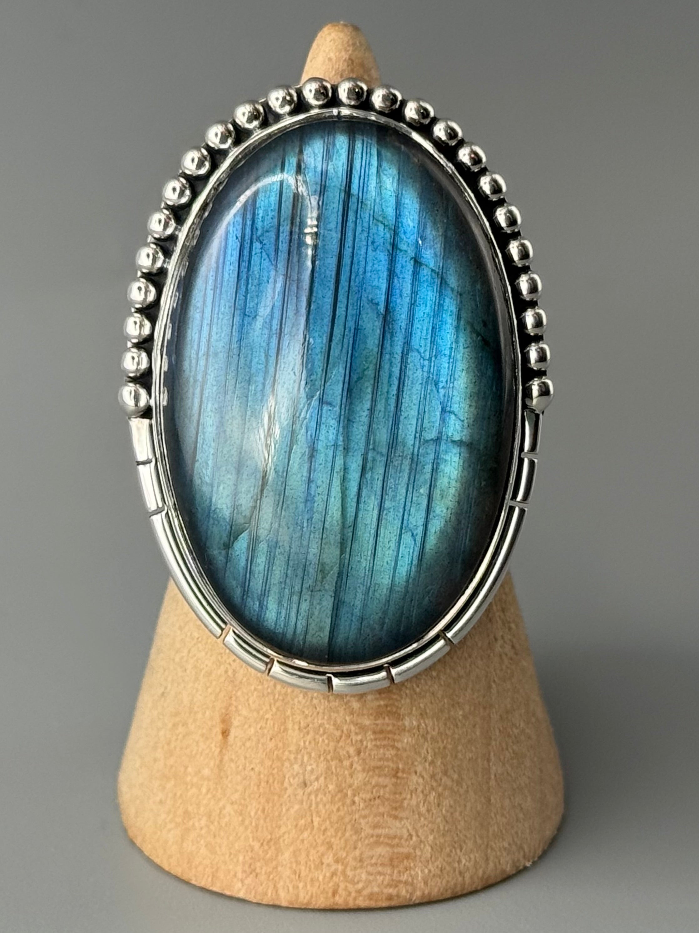 •LABRADORITE - CANYON• sterling silver ring (size 8)