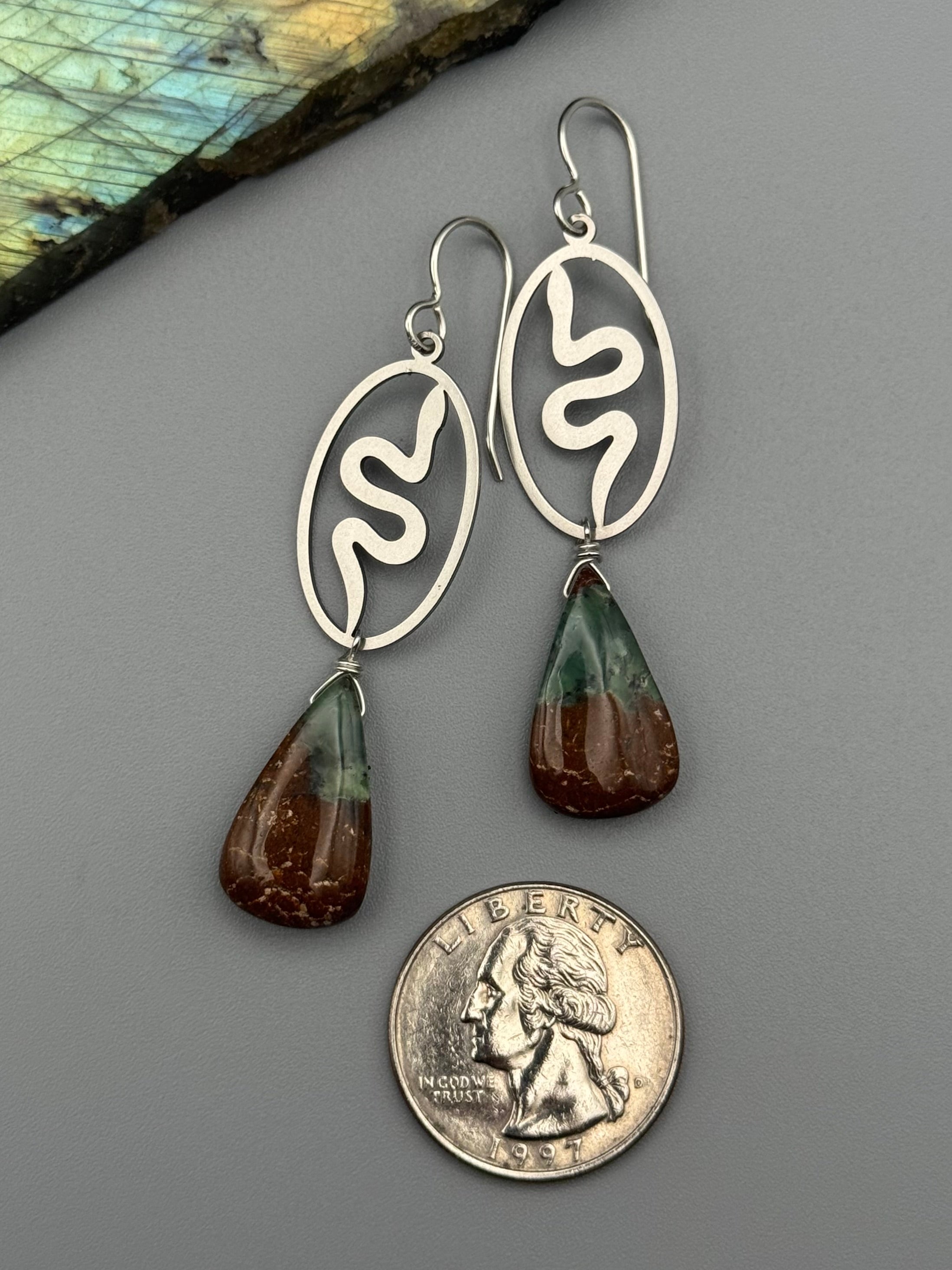 •SLITHER• chrysoprase + silver earrings