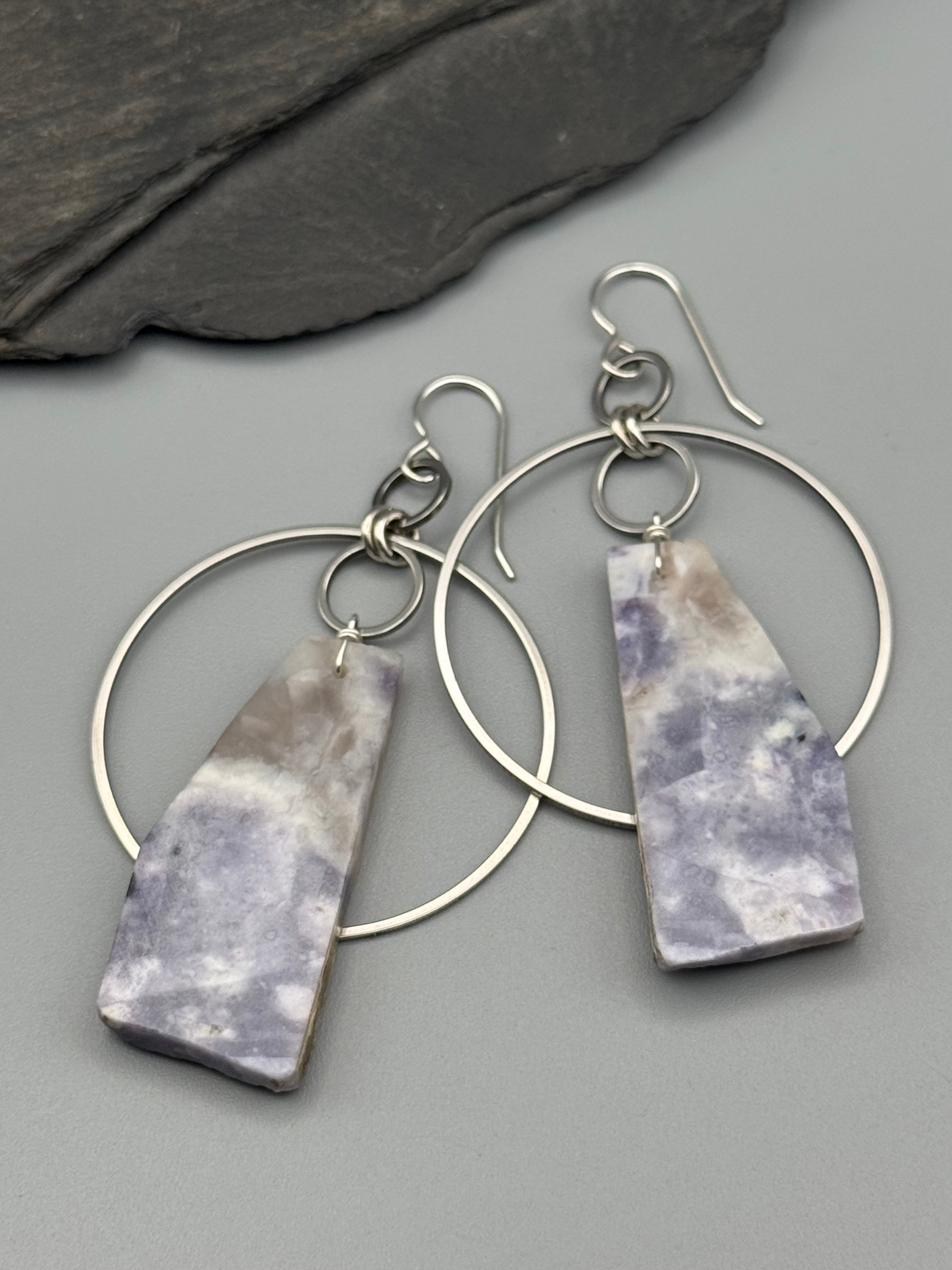 •EQUA ORBIT• purple opal slab + silver earrings