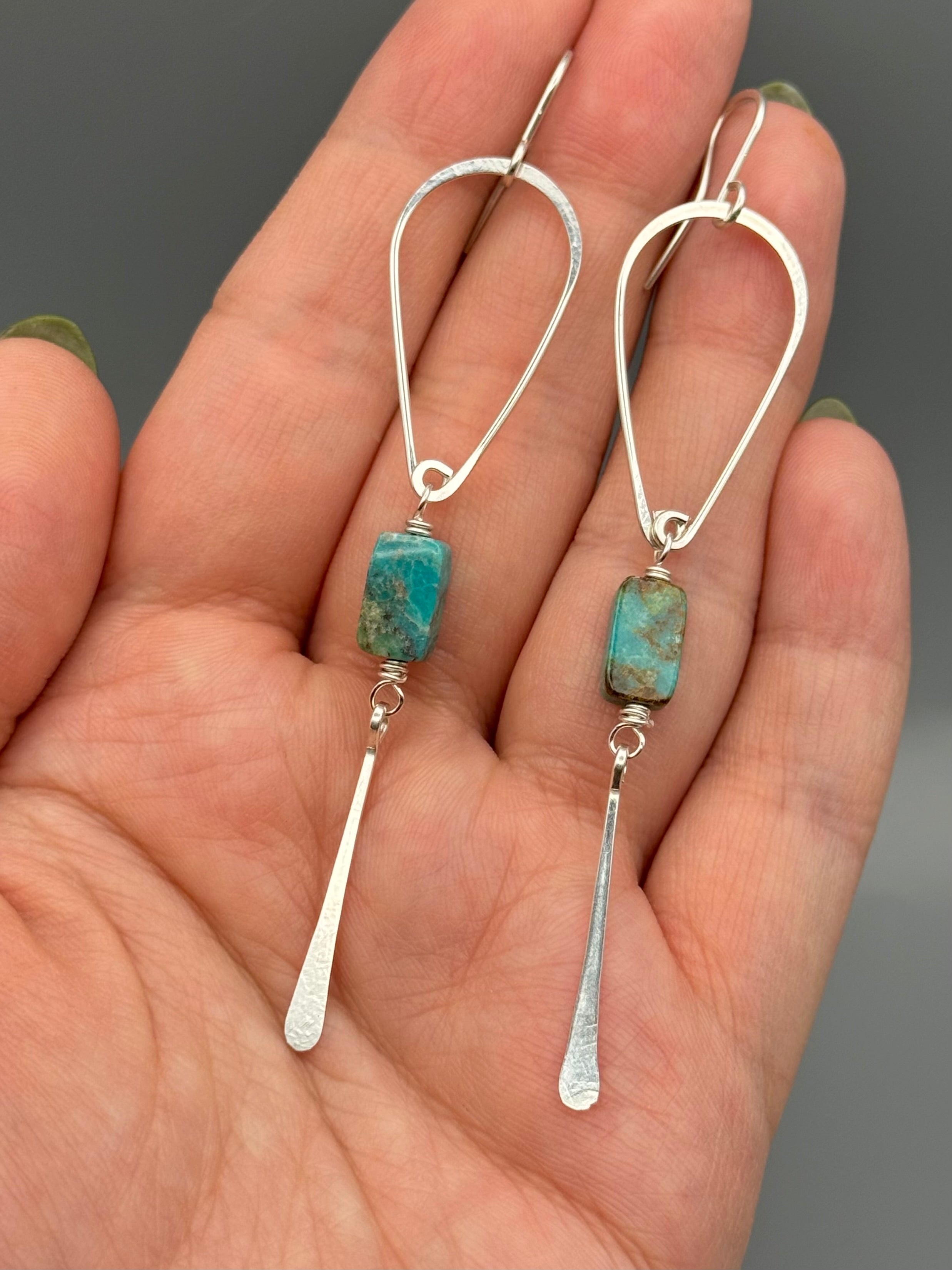 •DRIP• turquoise + silver dangle earrings