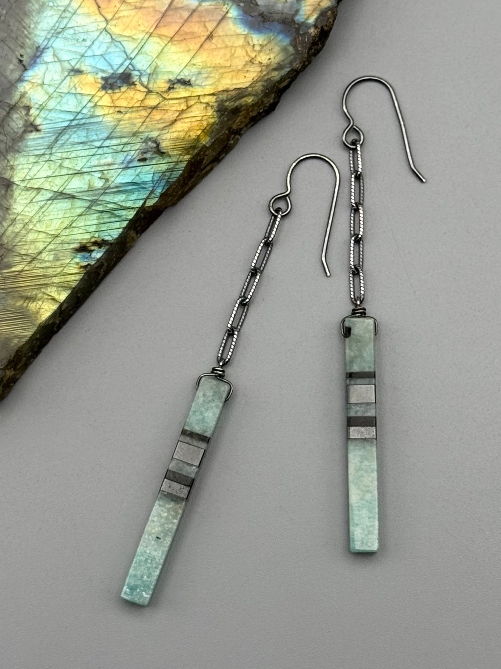 •LINKED• intarsia tower + silver earrings