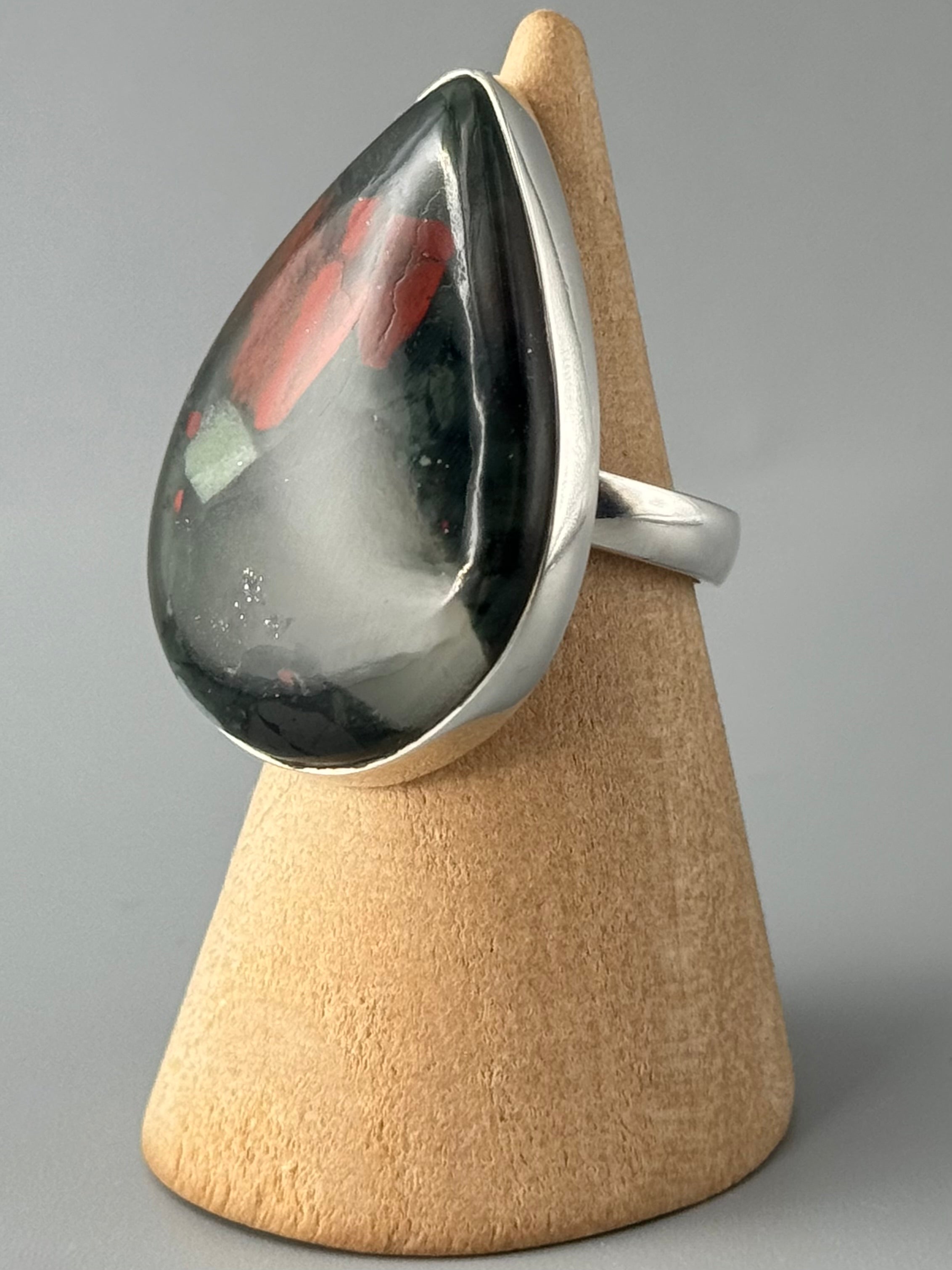 •AFRICAN BLOODSTONE - TEAR• sterling silver ring (size 6)