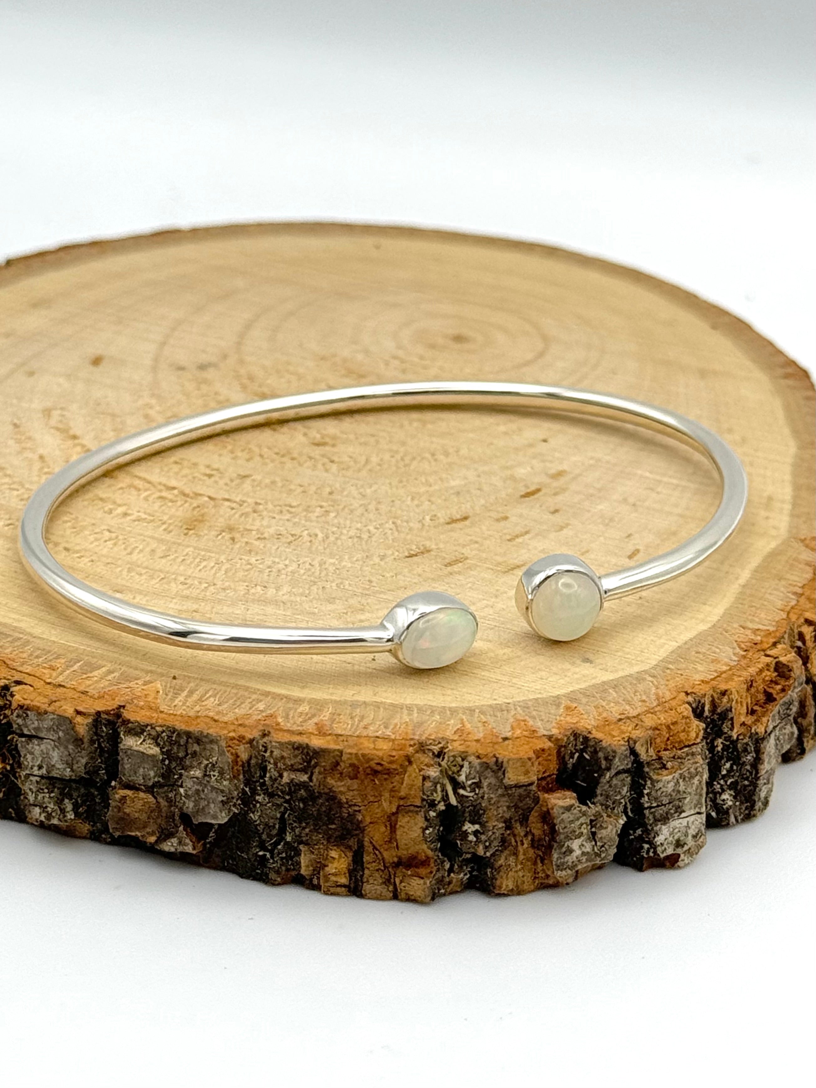 •OVAL + CIRCLE• ethiopian opal + silver twist-on cuff bracelet