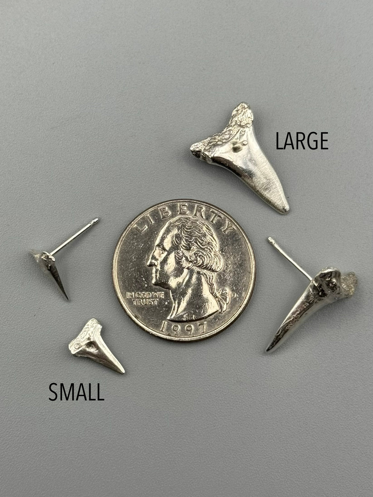 •SHARK TOOTH• silver stud earrings (various sizes)