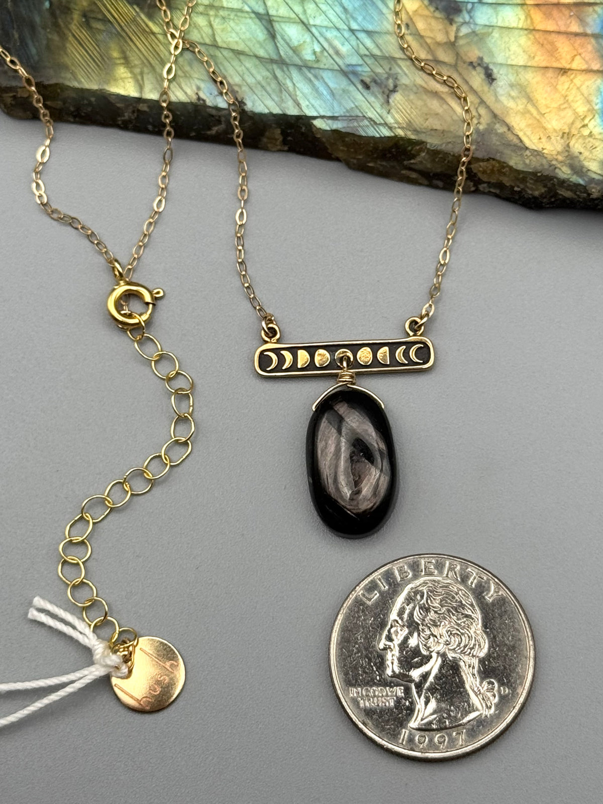 •NYX• hypersthene + gold necklace (17"-19" long)