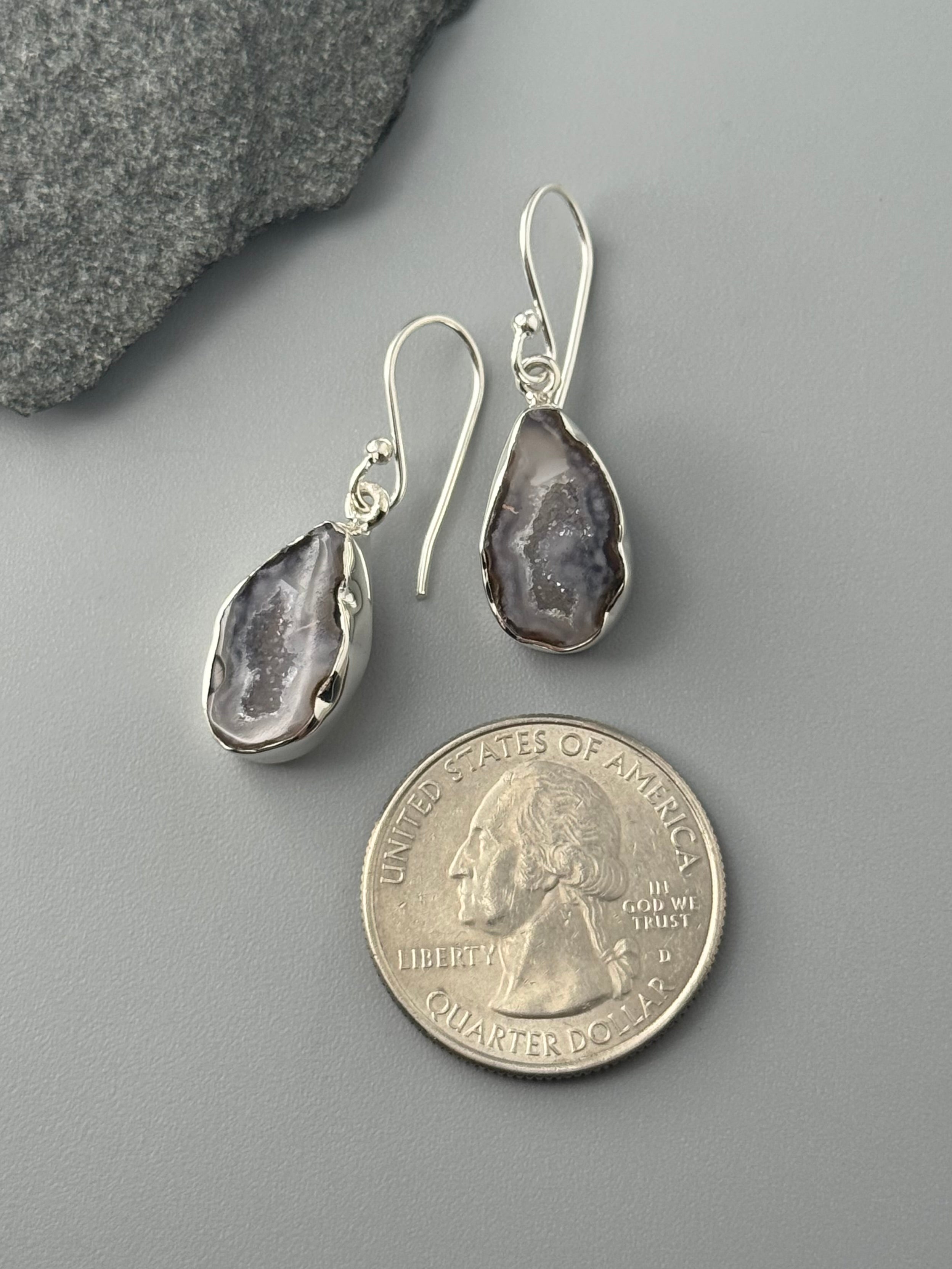 •COCONUT DRUZY - FREEFORM• silver dangle earrings