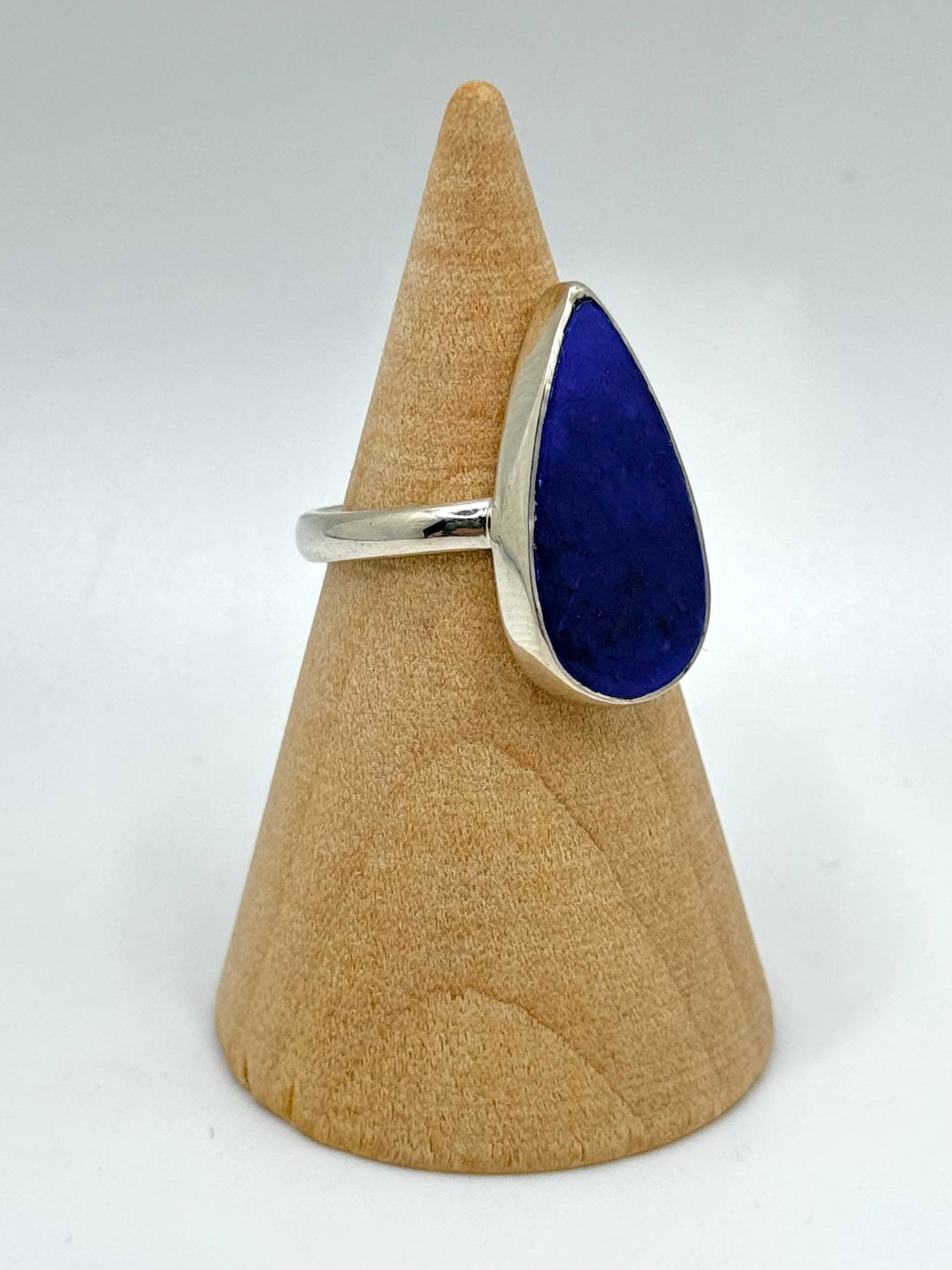 •LAPIS - LARGER TEARDROP• silver ring (size 6.25)