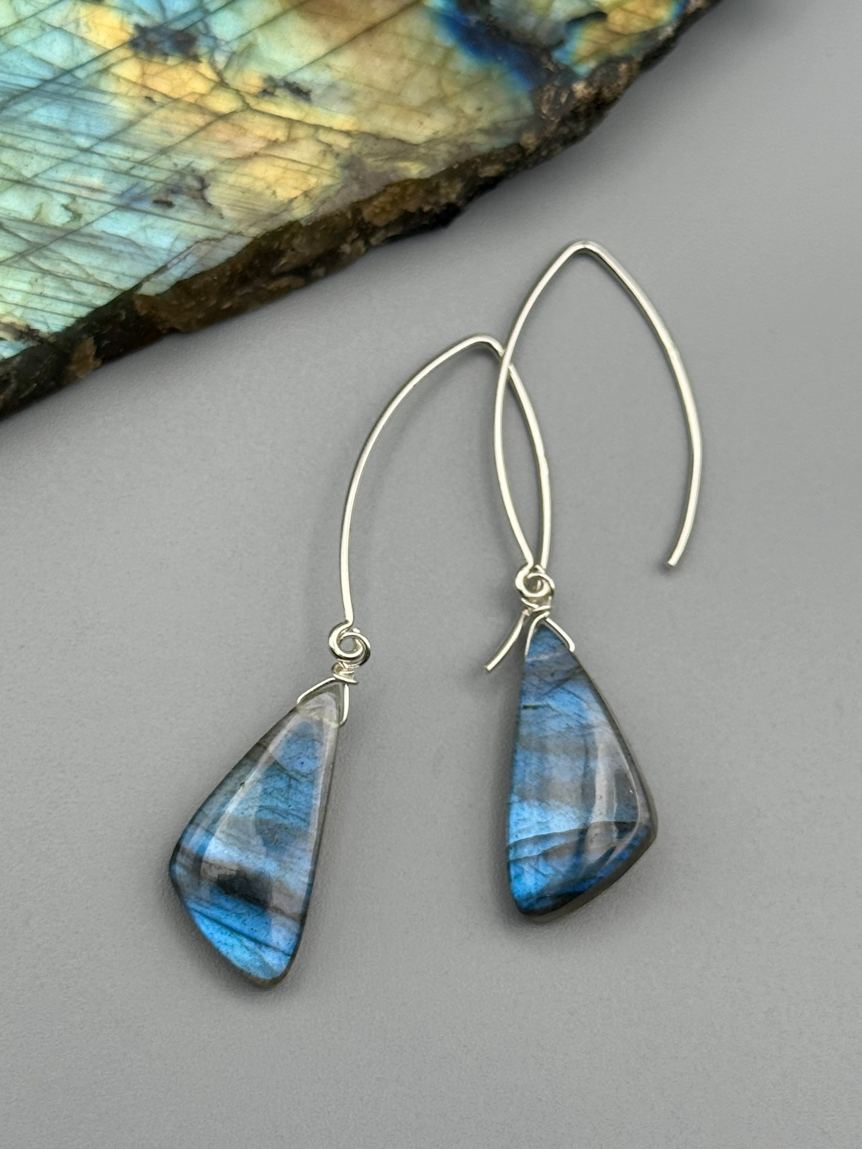 •STRAY• labradorite wing + silver earrings