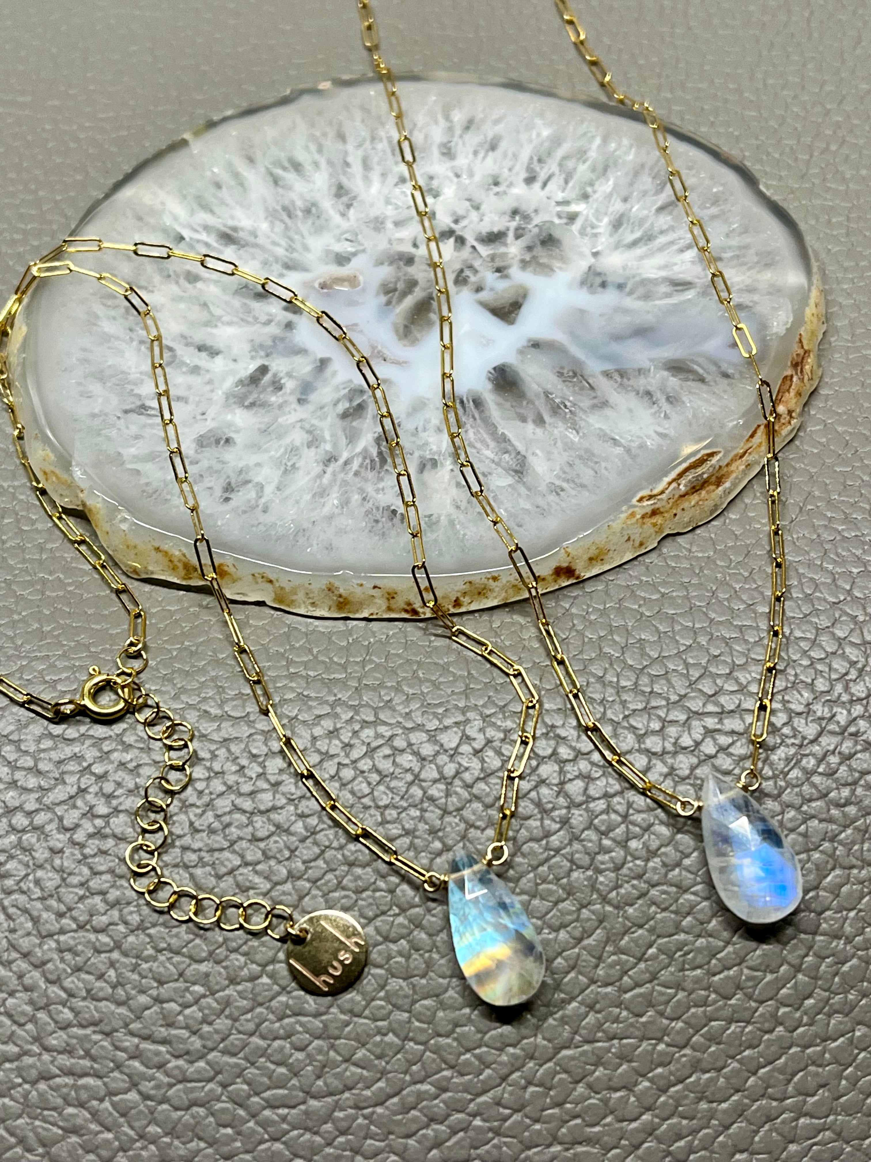 •AEON• rainbow moonstone + gold necklace