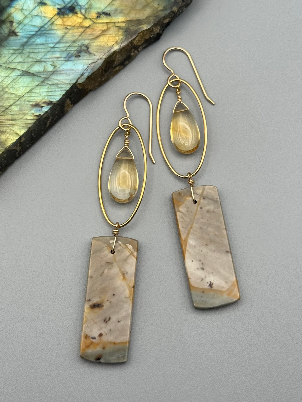 •LUNA• citrine + jasper gold earrings