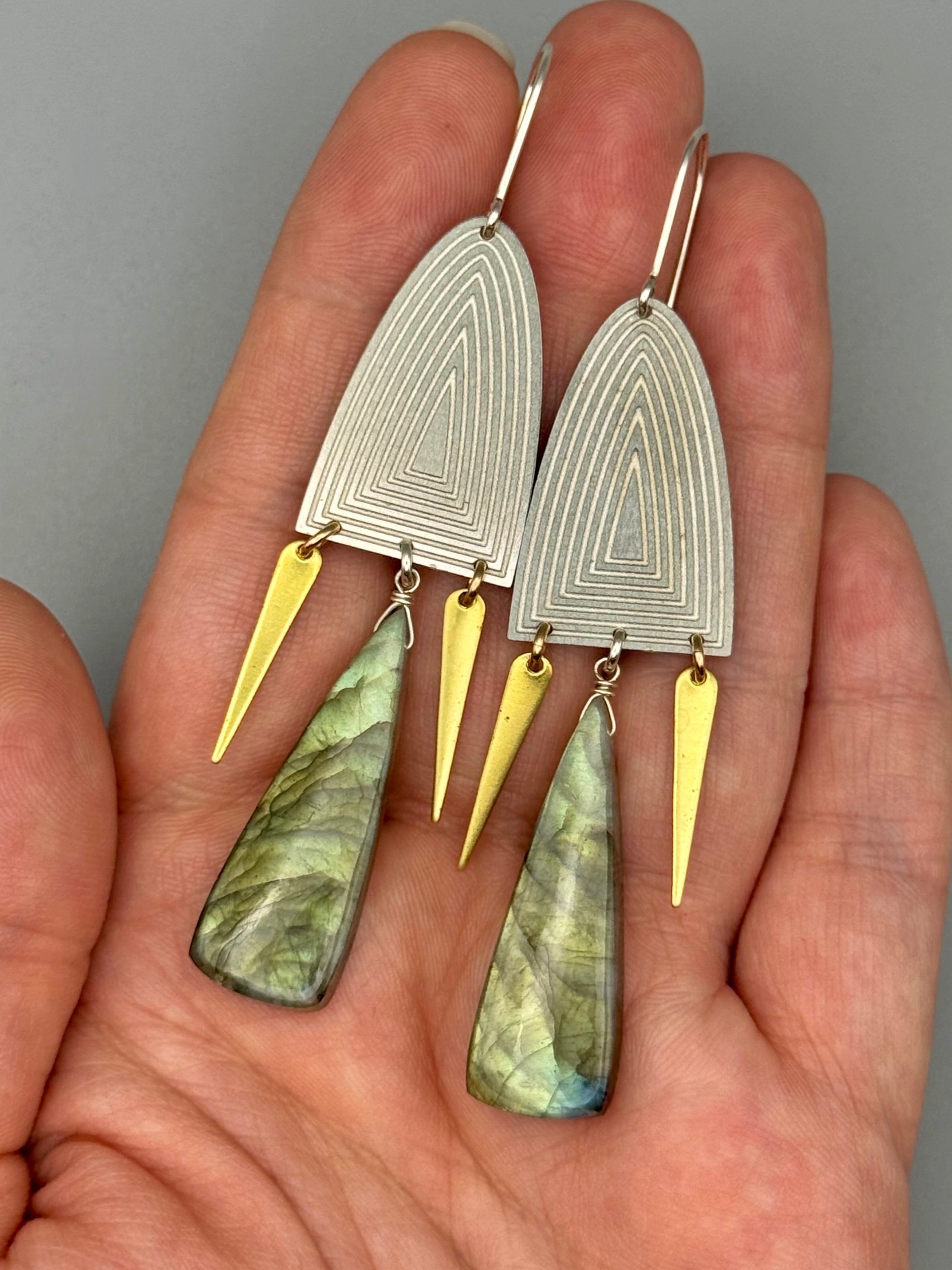 •PORTAL DANCE• labradorite + mixed metal earrings
