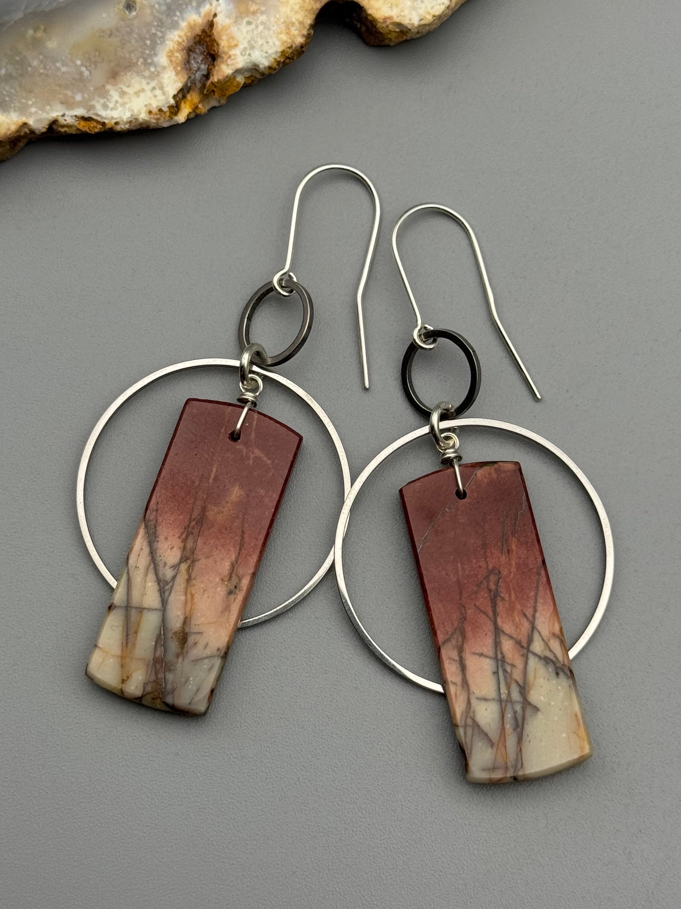 •EQUA-ORBIT• red creek jasper tower + silver earrings