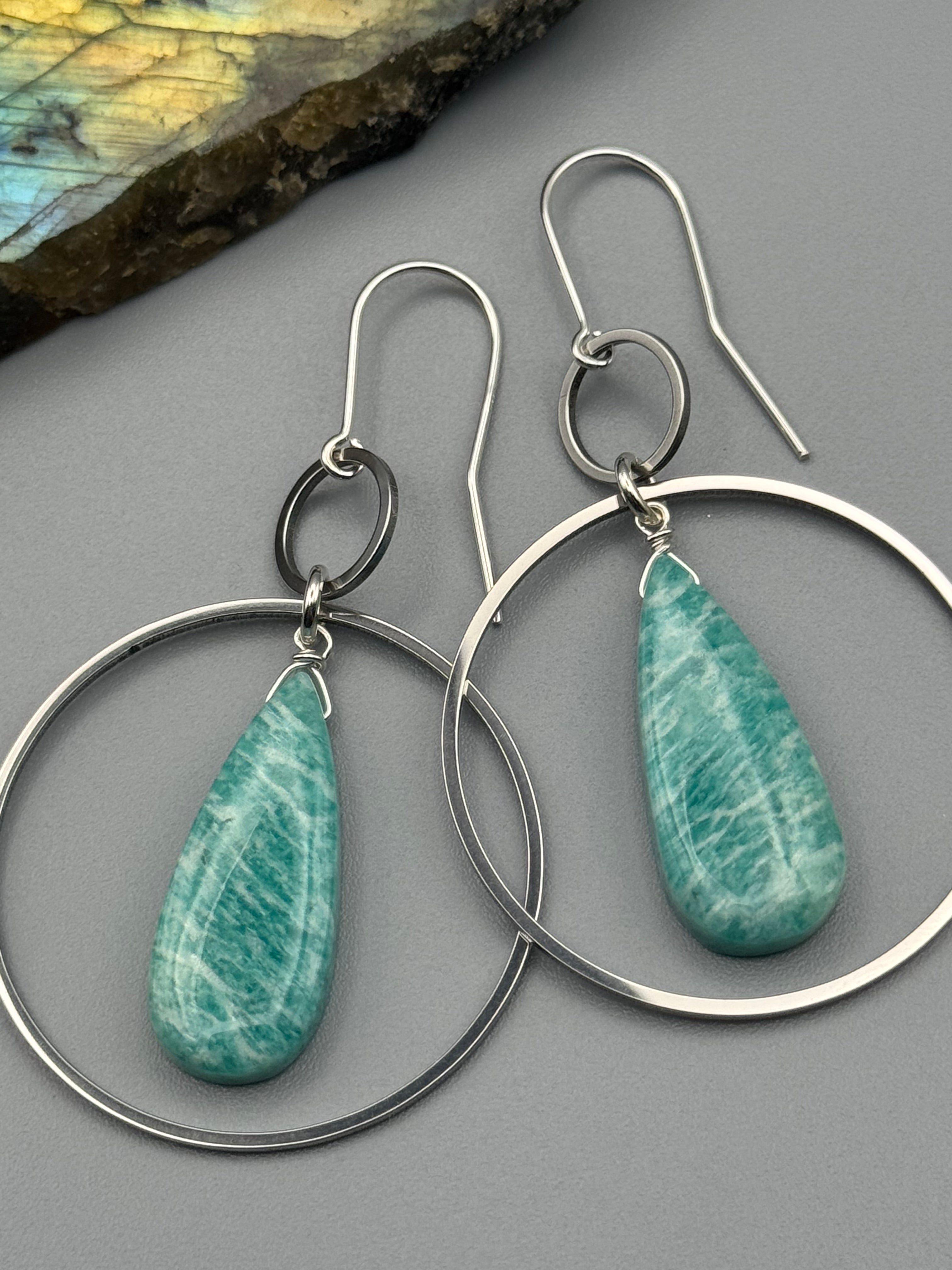 •EQUA-LUNA• amazonite tear + silver earrings