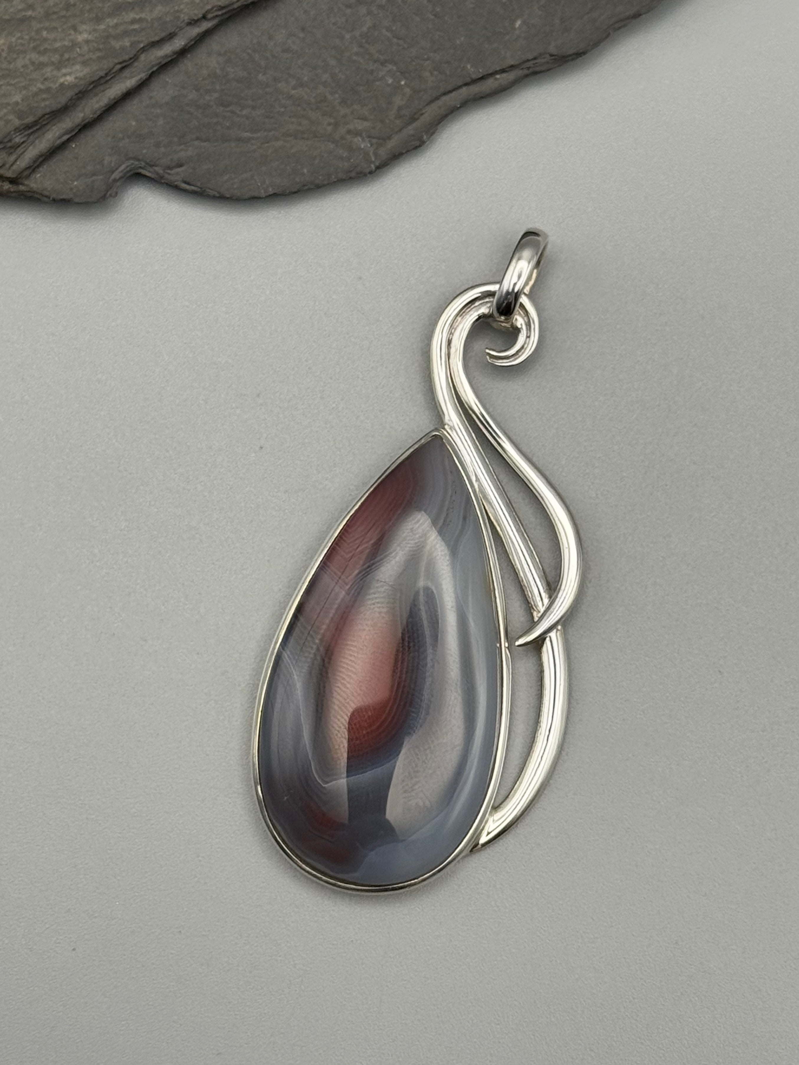 •BOTSWANA AGATE - FLOURISH• sterling silver pendant