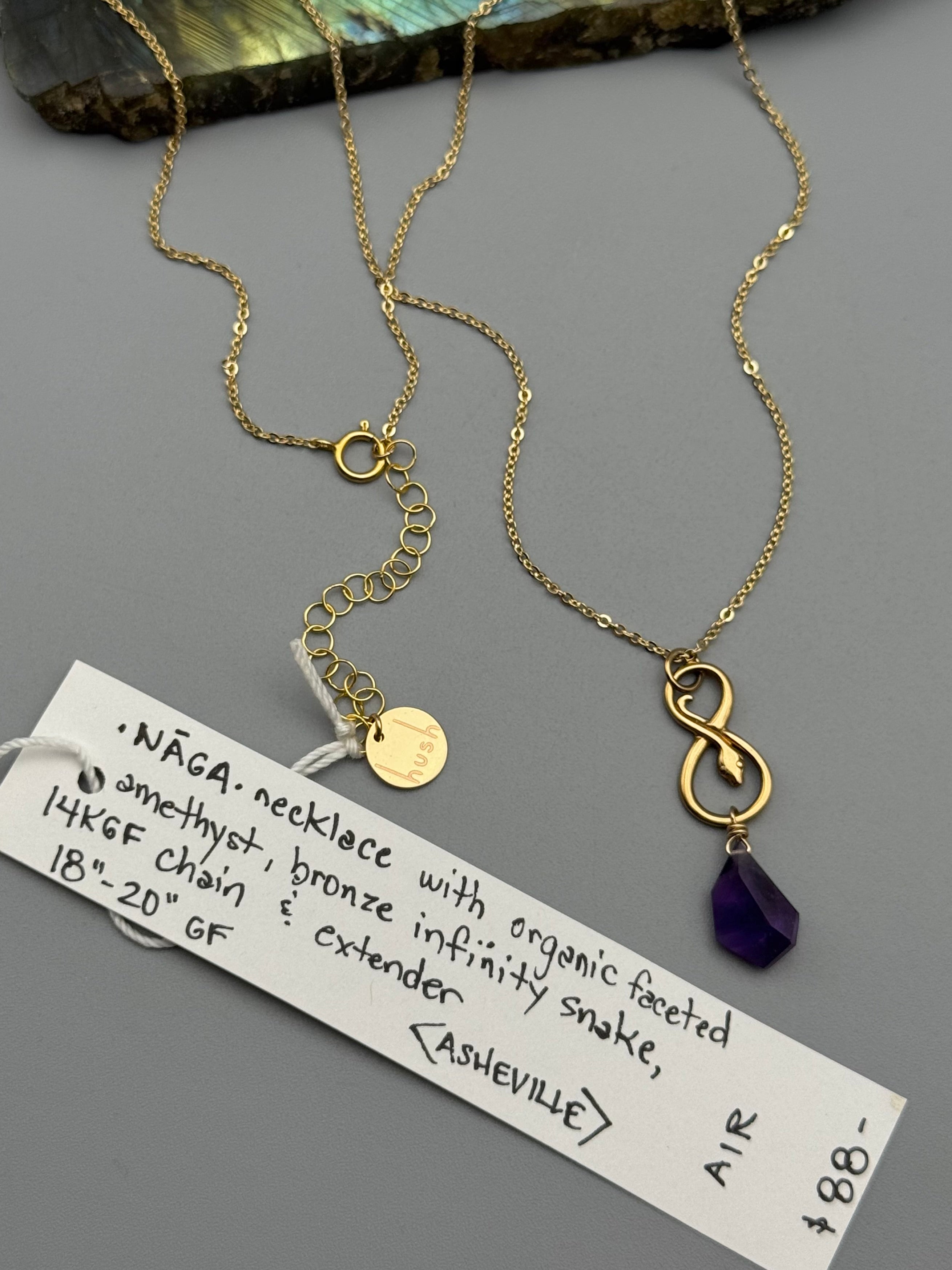 •NĀGA• amethyst + gold necklace (18"-20" long)
