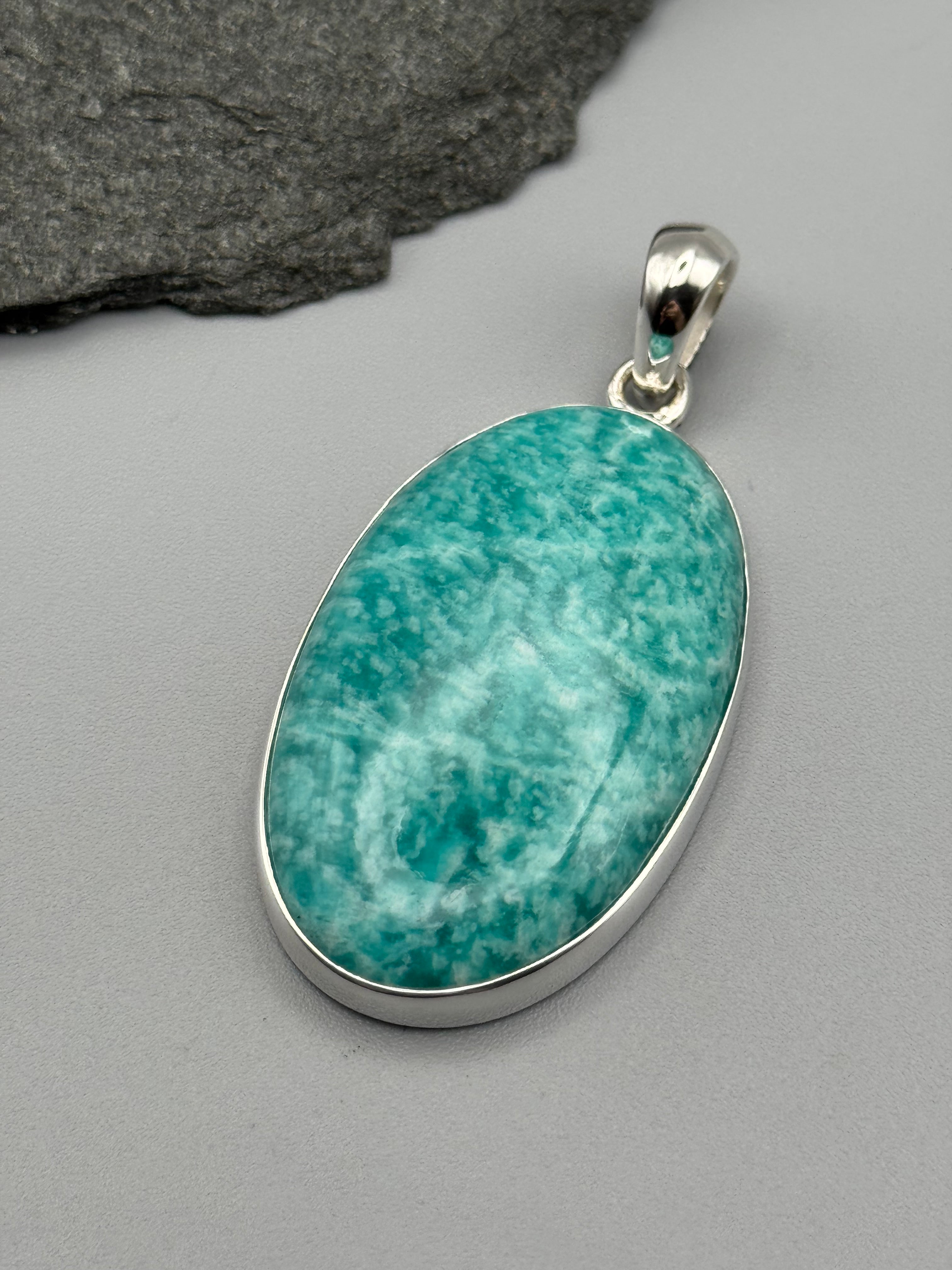 •AMAZONITE - OVAL 2• sterling silver pendant