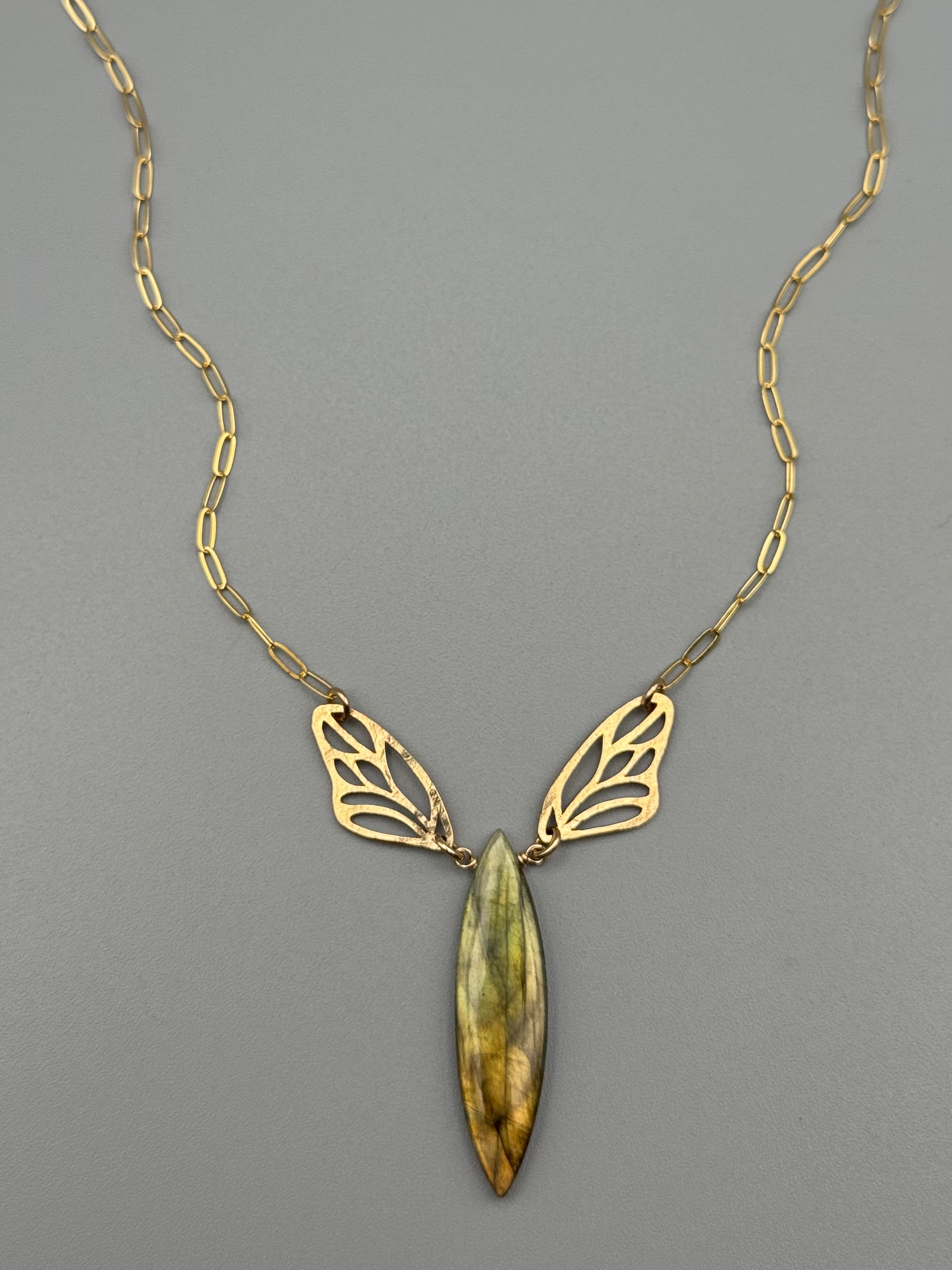 •METAMORPH• golden labradorite + gold necklace (16"-18" long)