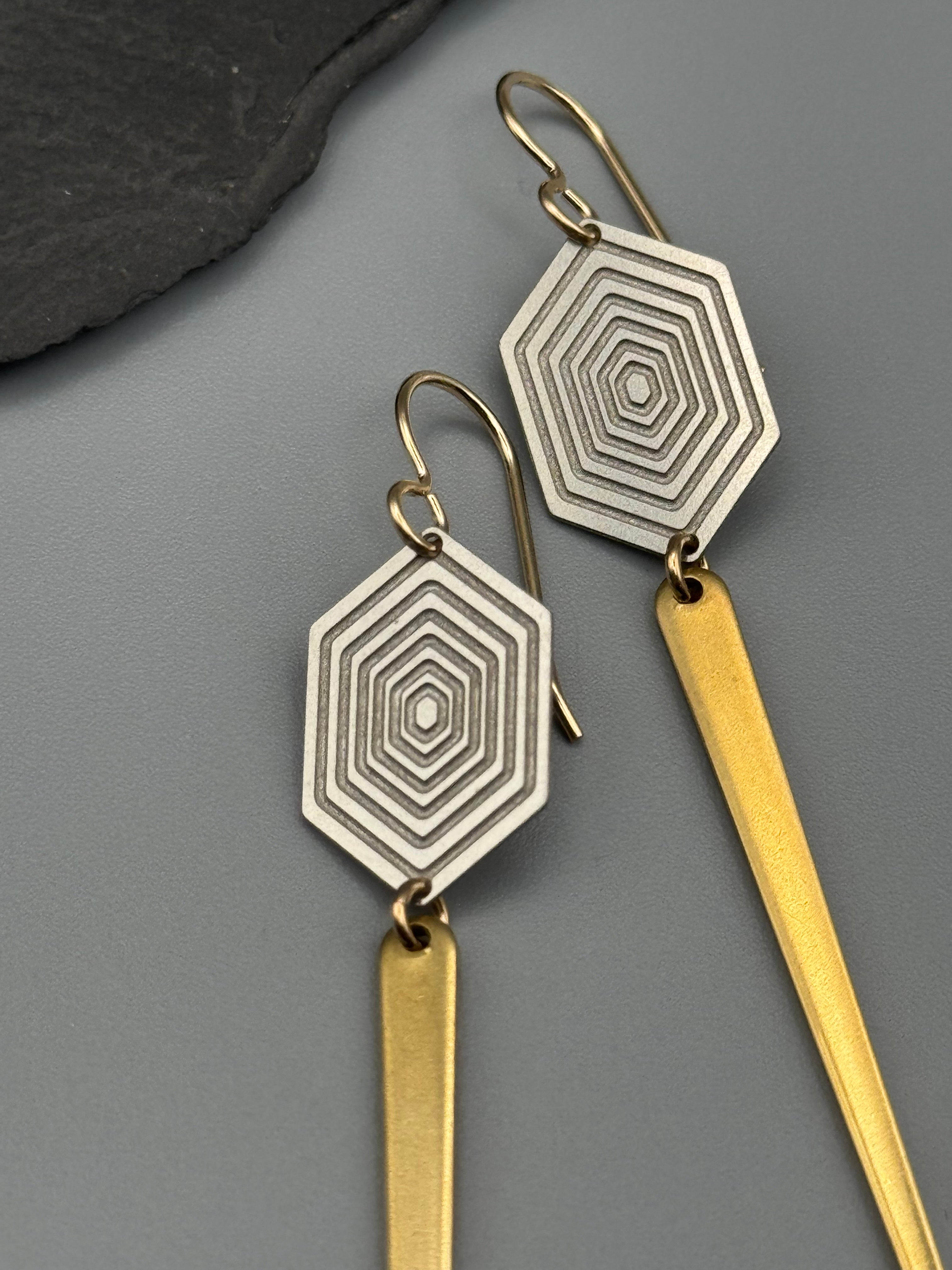 •HEX DAGGERS• mixed metal dangle earrings